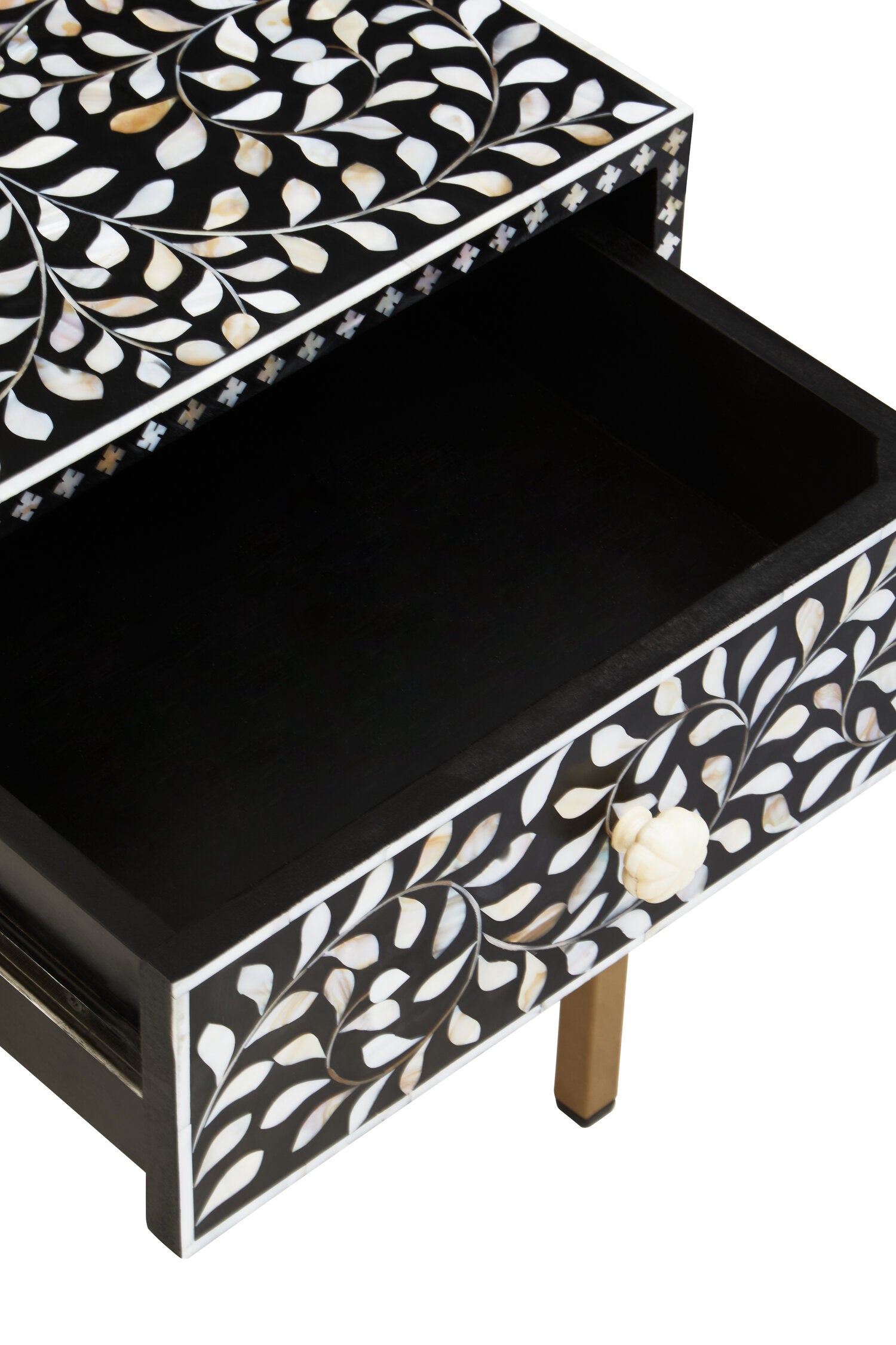 Fusion 1 Drawer Side Table with Bone Inlay