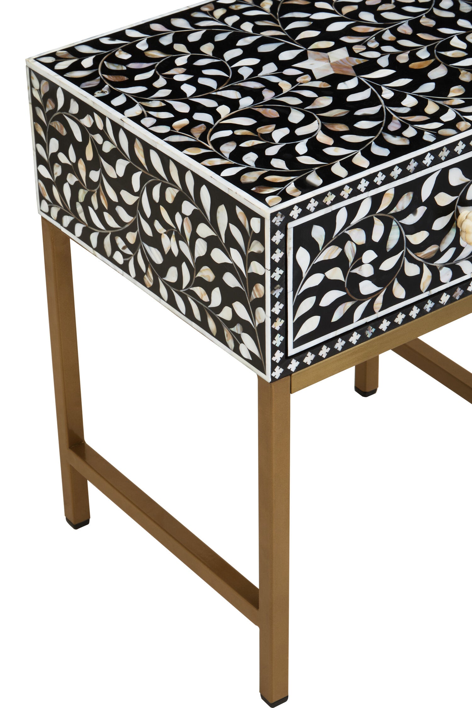 Fusion 1 Drawer Side Table with Bone Inlay