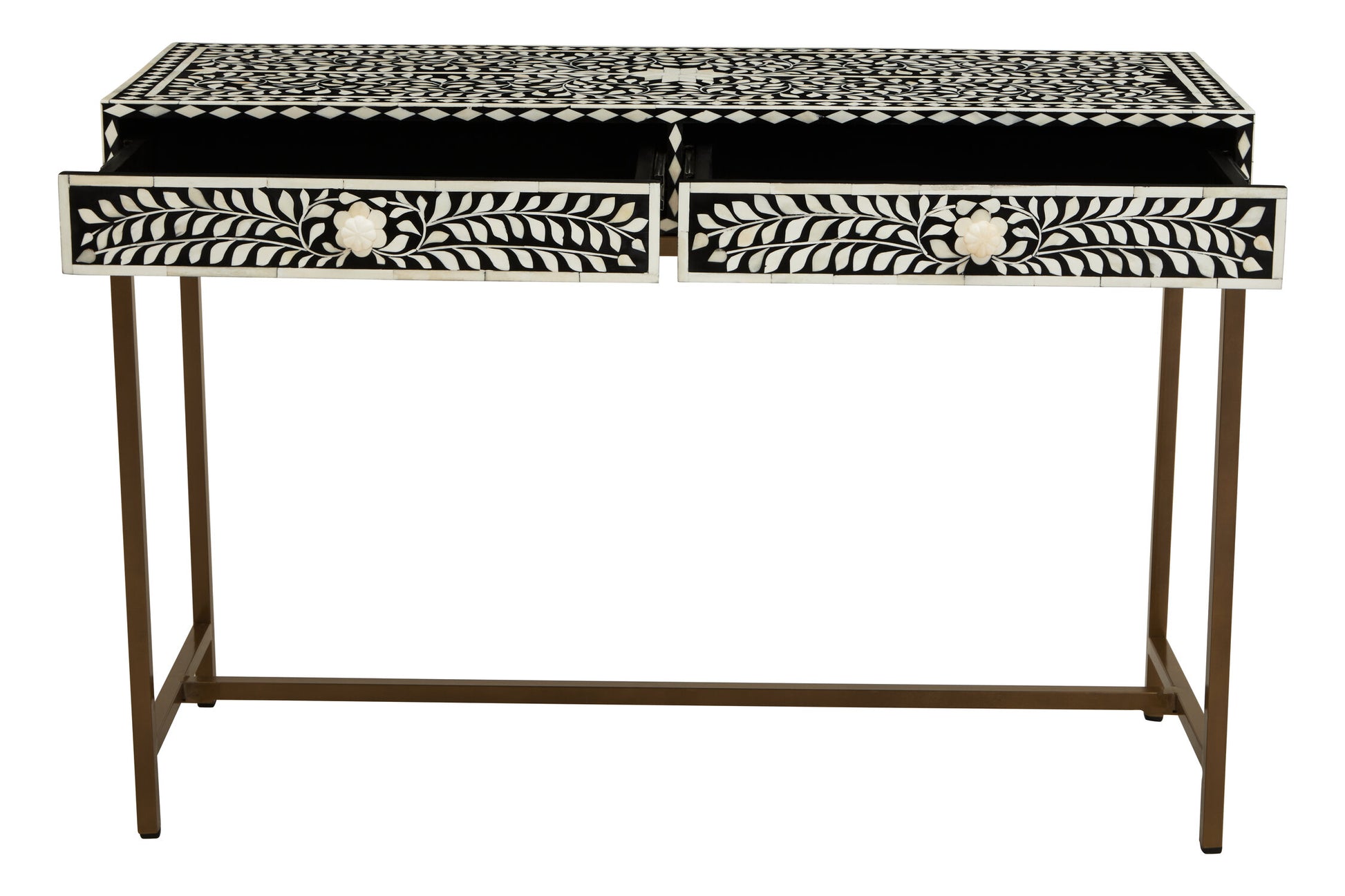 Fusion Bone Inlay Console Table With 2 Drawers