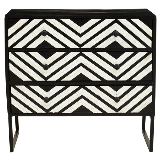 Fusion Three Drawer Chest with Bone Inlay