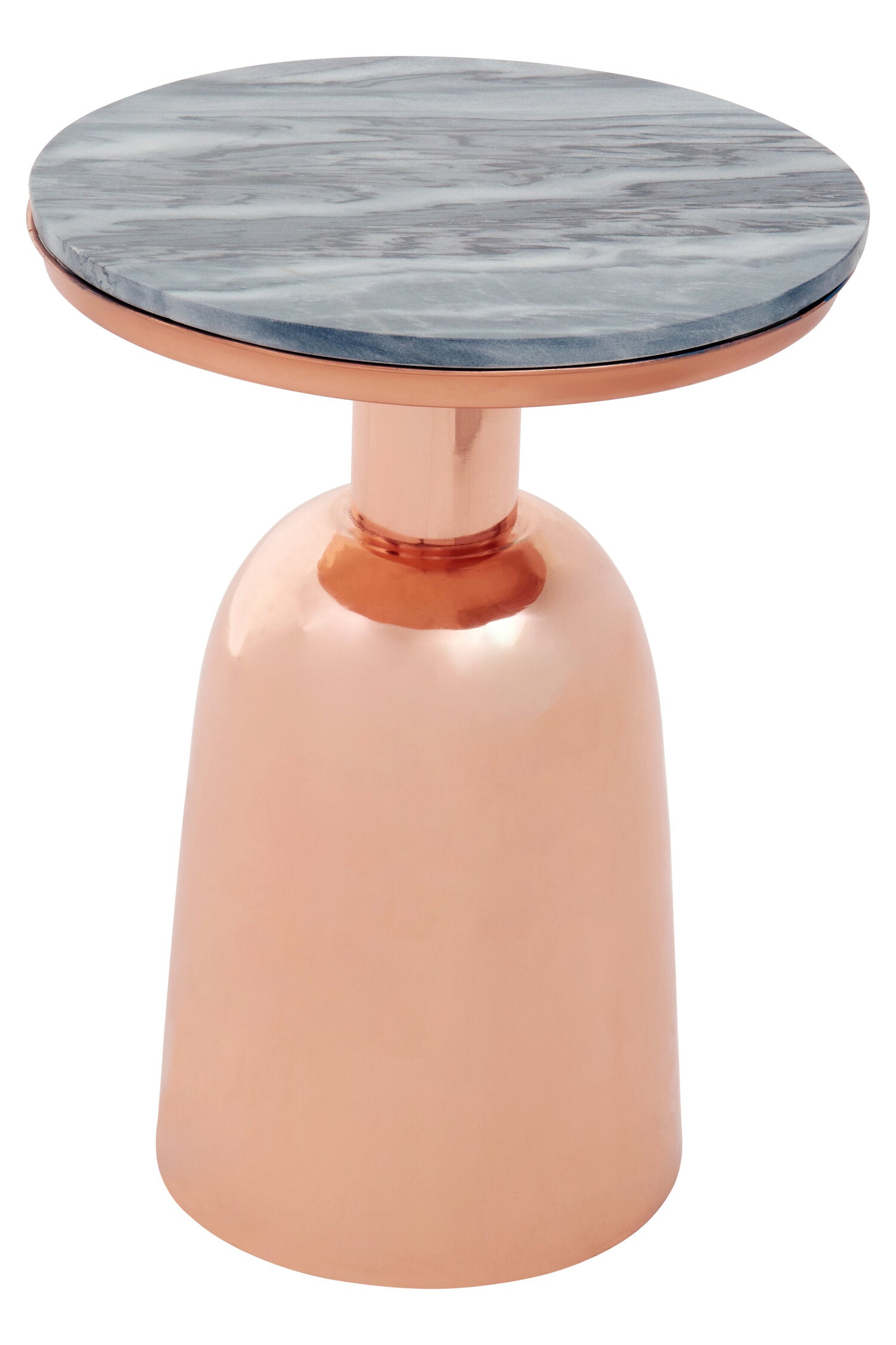 Amira Black Marble Top Copper Base Side Table.
