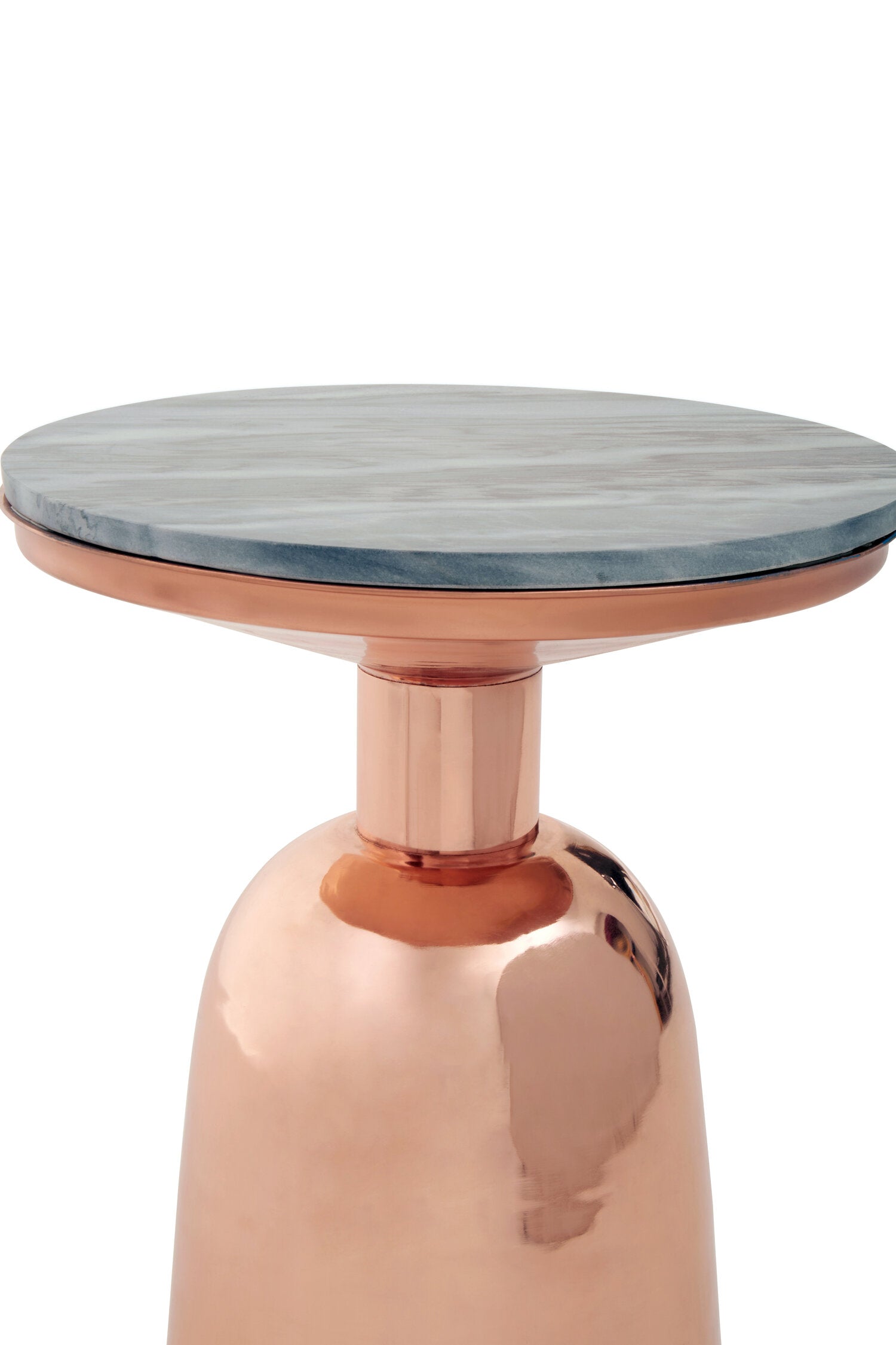 Amira Black Marble Top Copper Base Side Table.