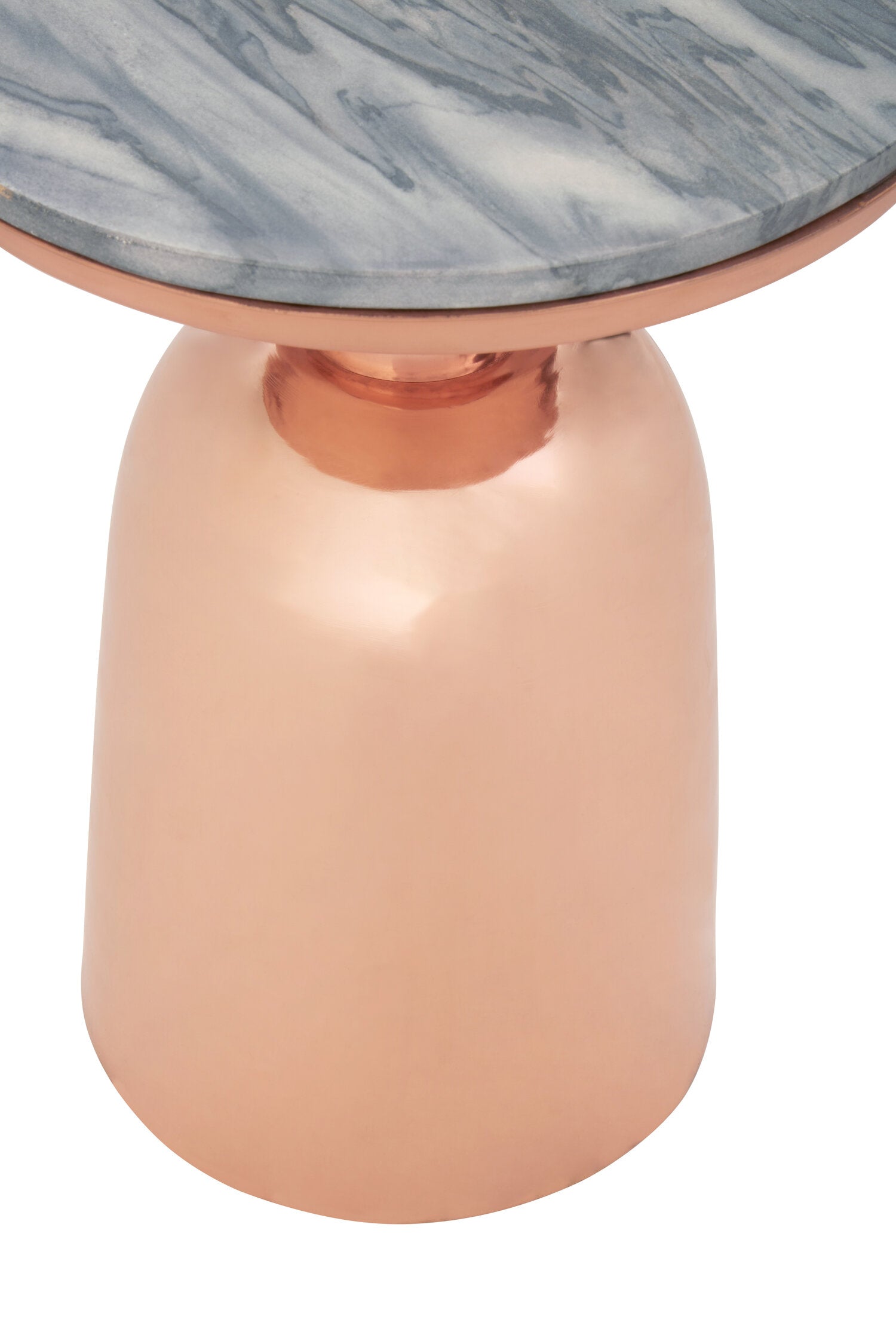 Amira Black Marble Top Copper Base Side Table.