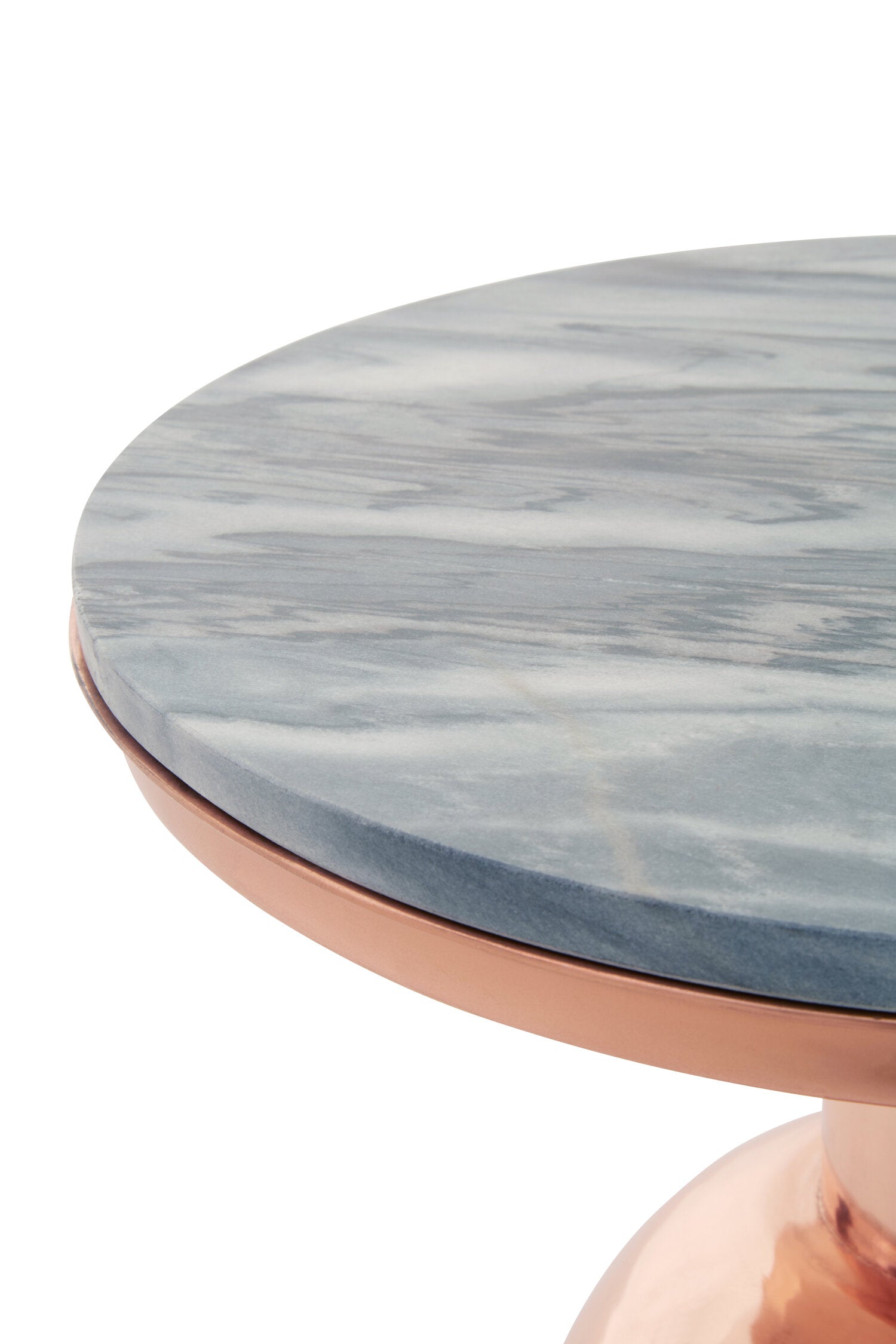 Amira Black Marble Top Copper Base Side Table.
