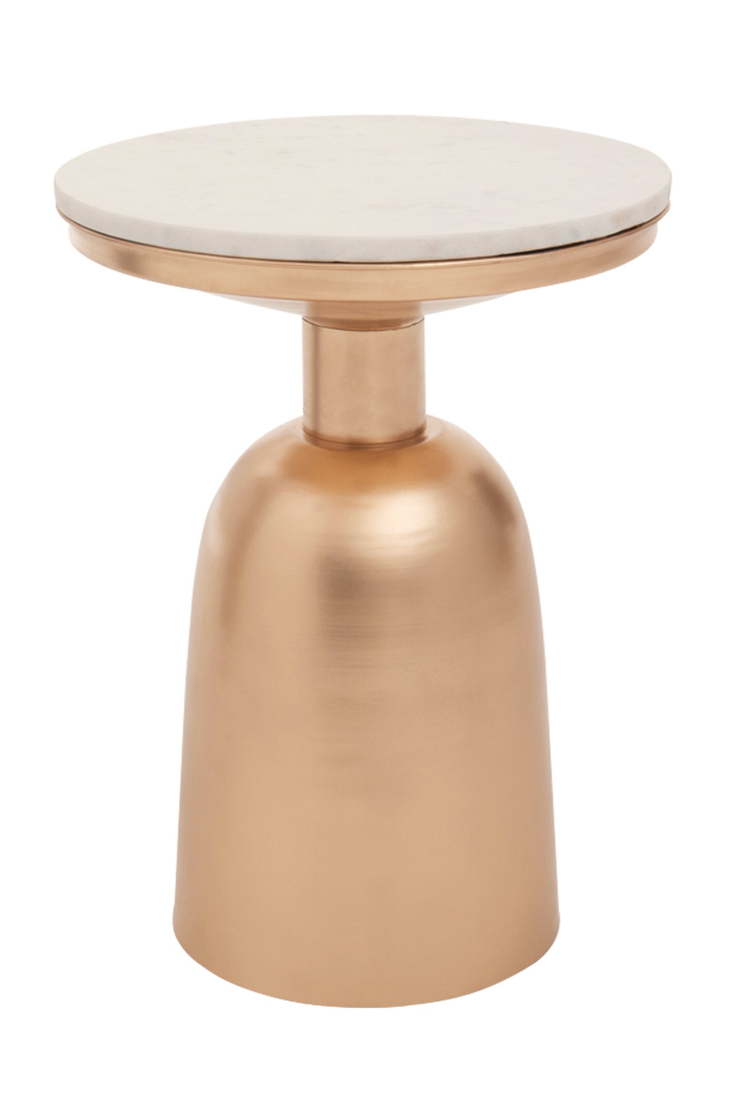 Amira White Marble Top Gold Base Side Table.