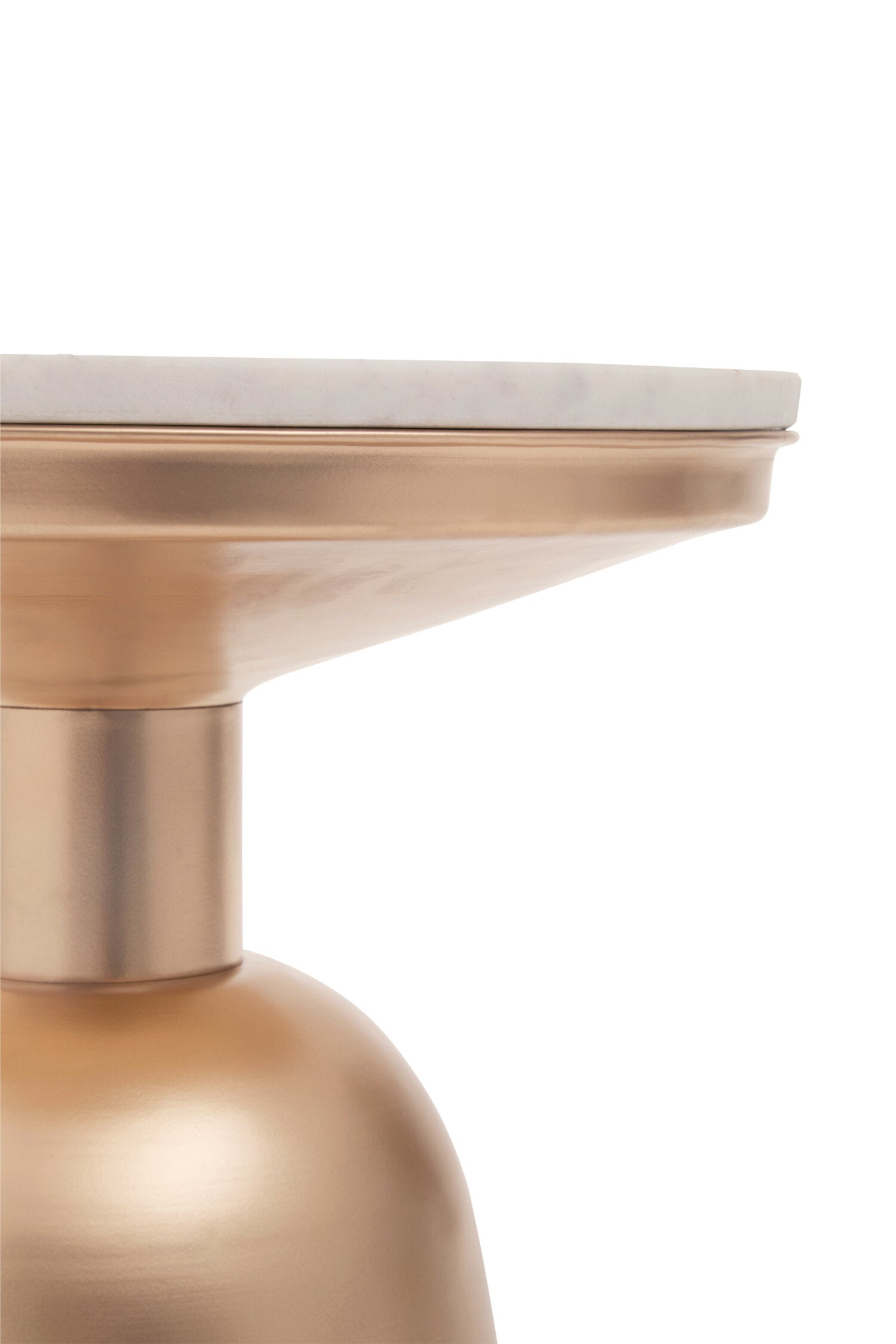 Amira White Marble Top Gold Base Side Table.