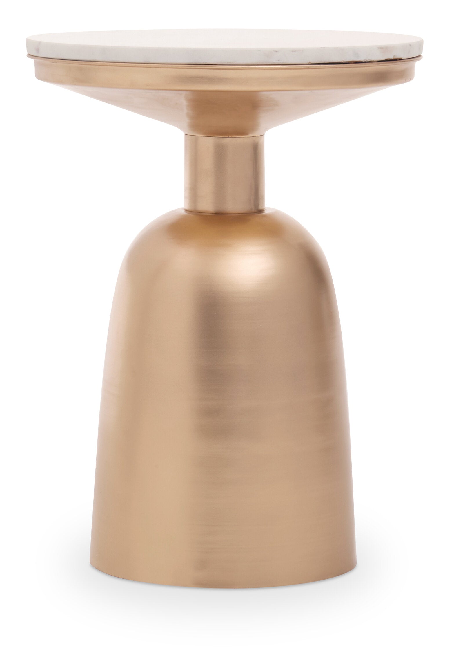 Amira White Marble Top Gold Base Side Table.