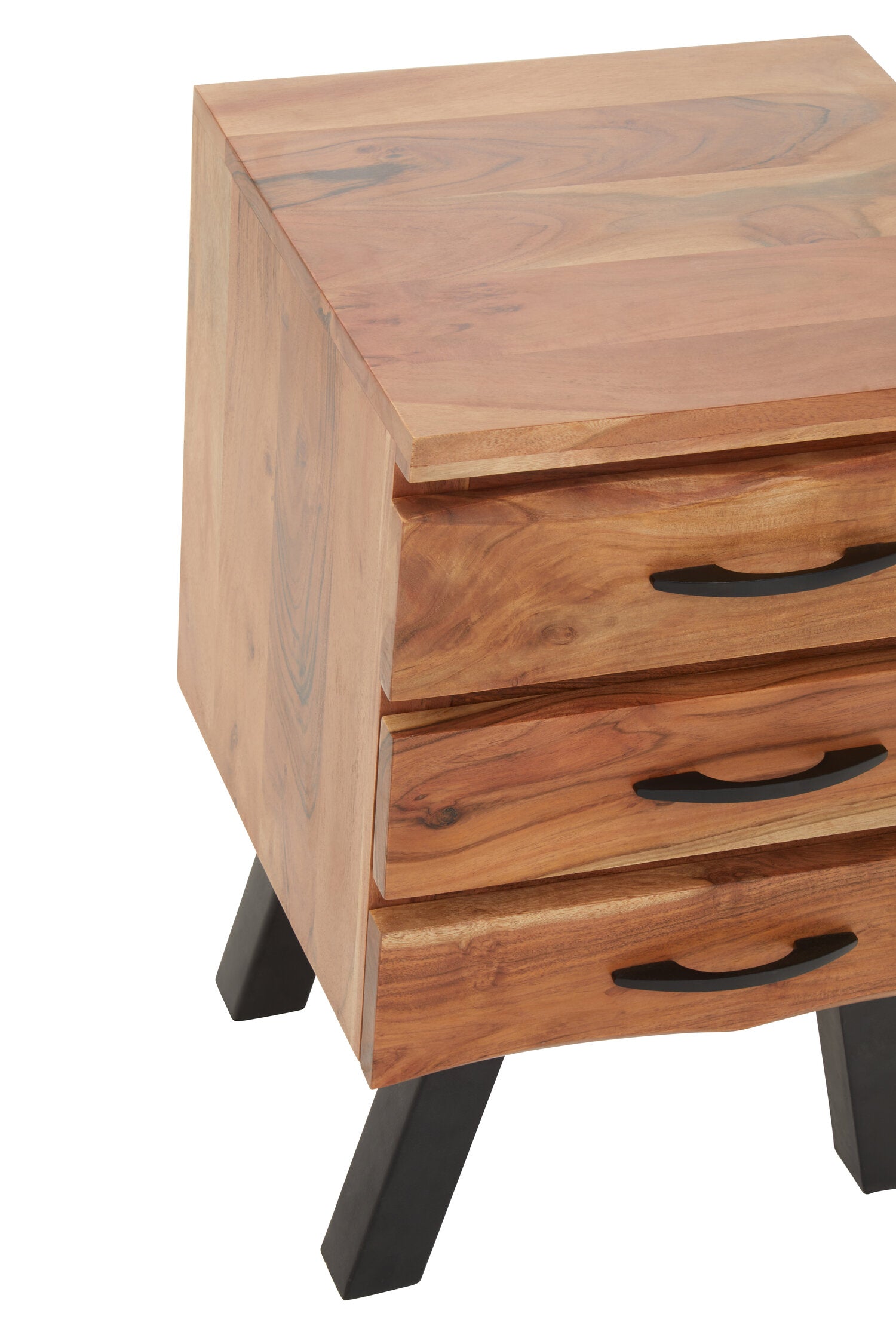 Nashik Three Drawer Acacia Side Table