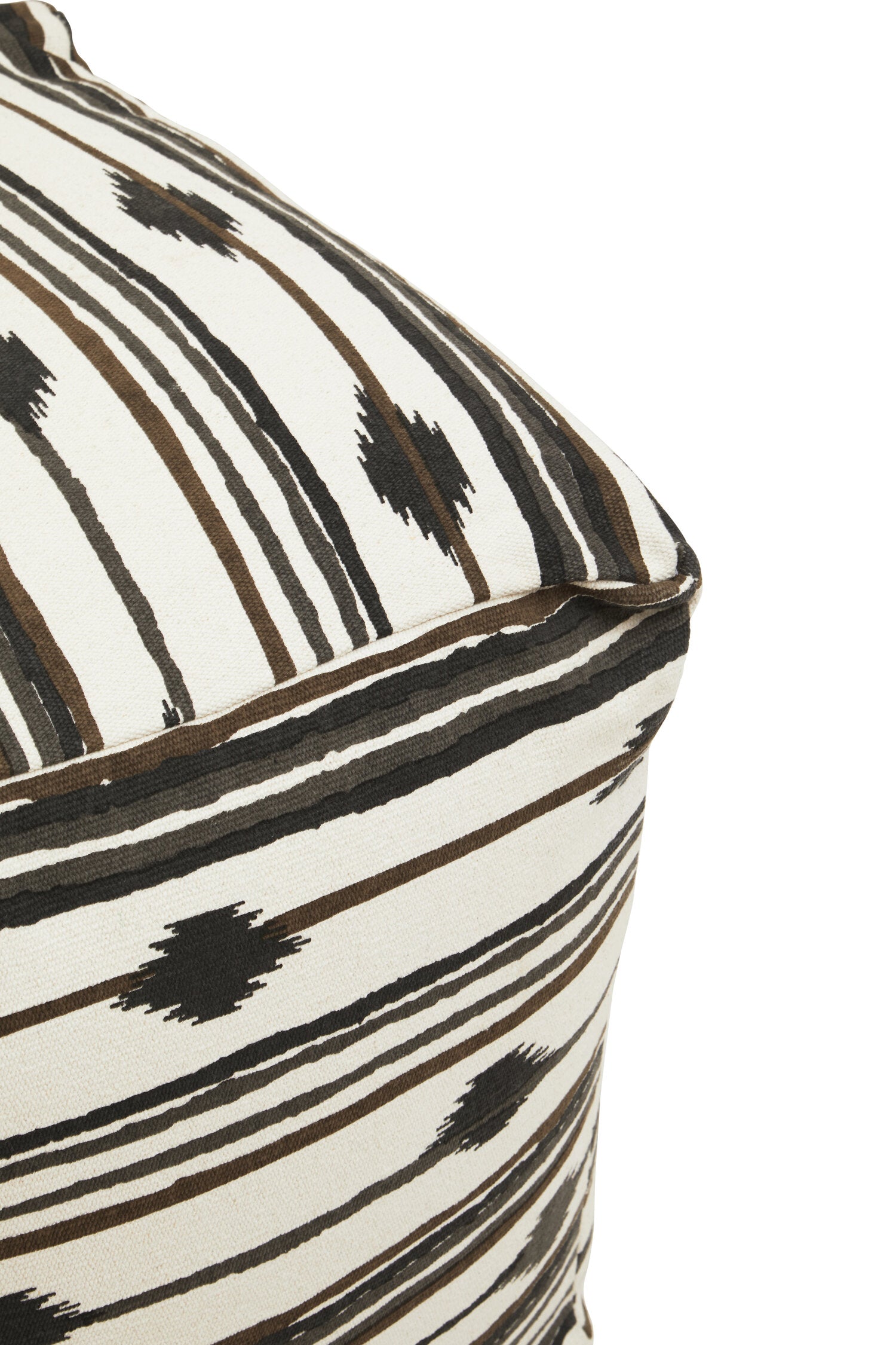 Cefena Black and White Ikat Square Pouffe