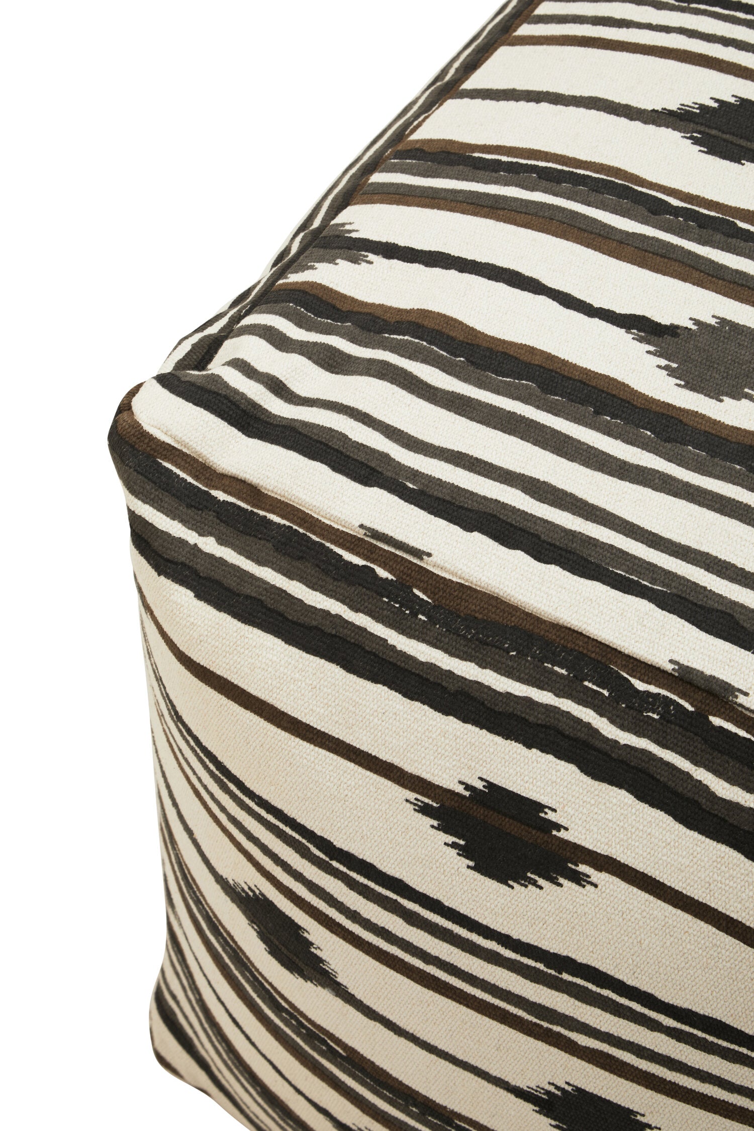 Cefena Black and White Ikat Square Pouffe