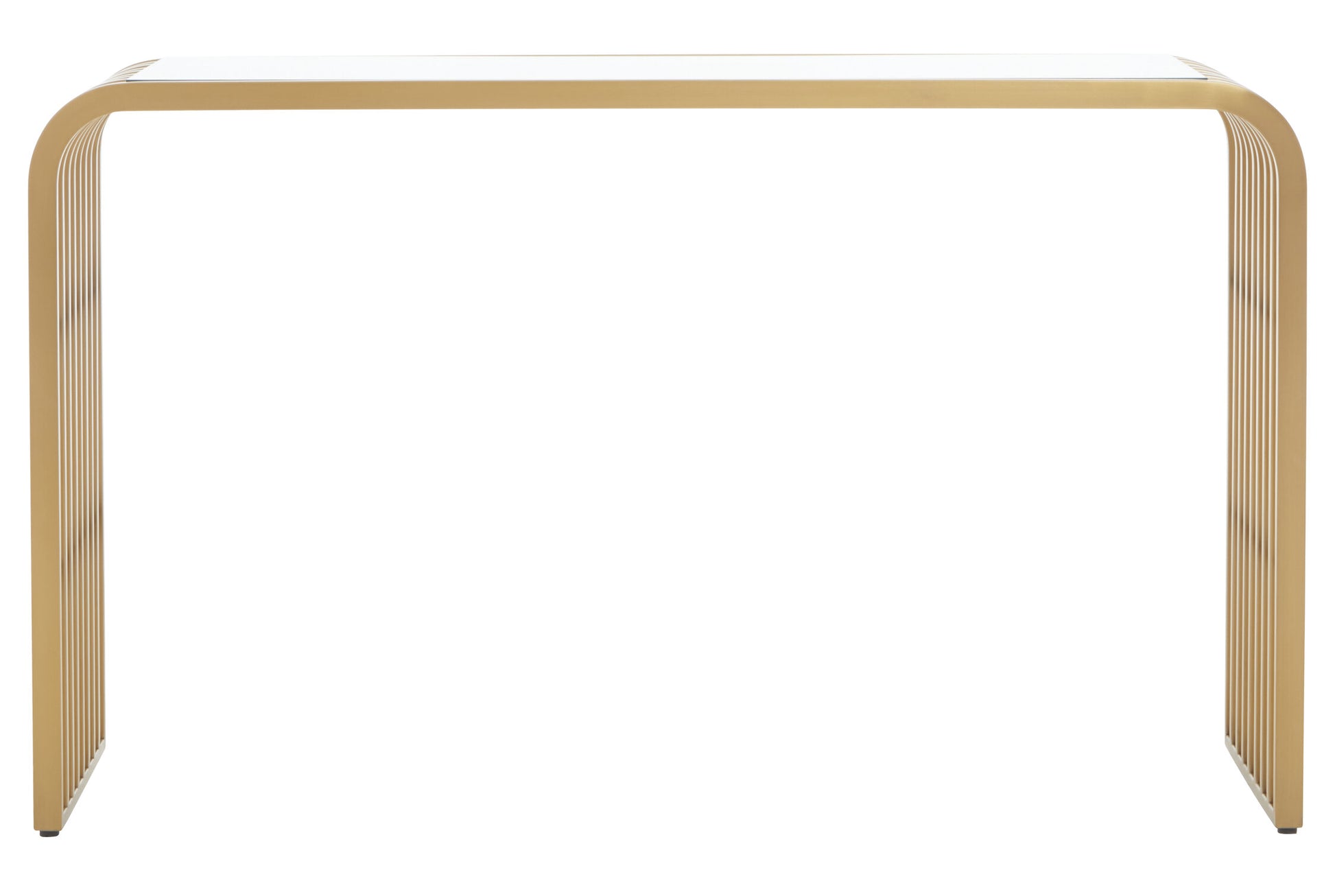 Vogue Matte Gold Slatted Console Table