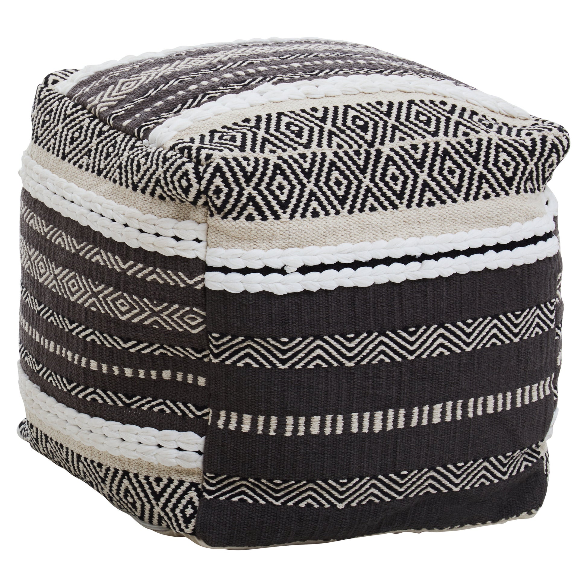 Cefena Grey And White Pouffe