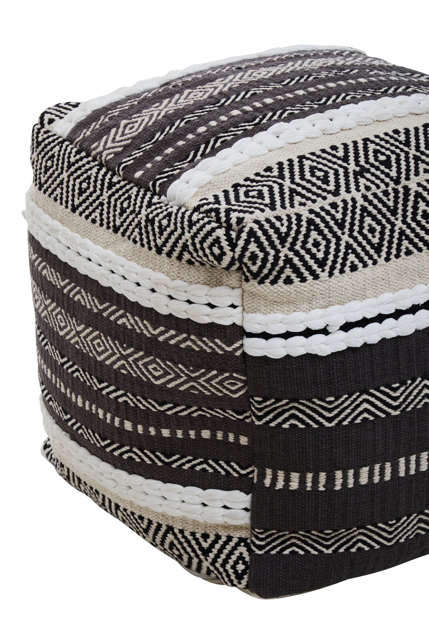 Cefena Grey And White Pouffe