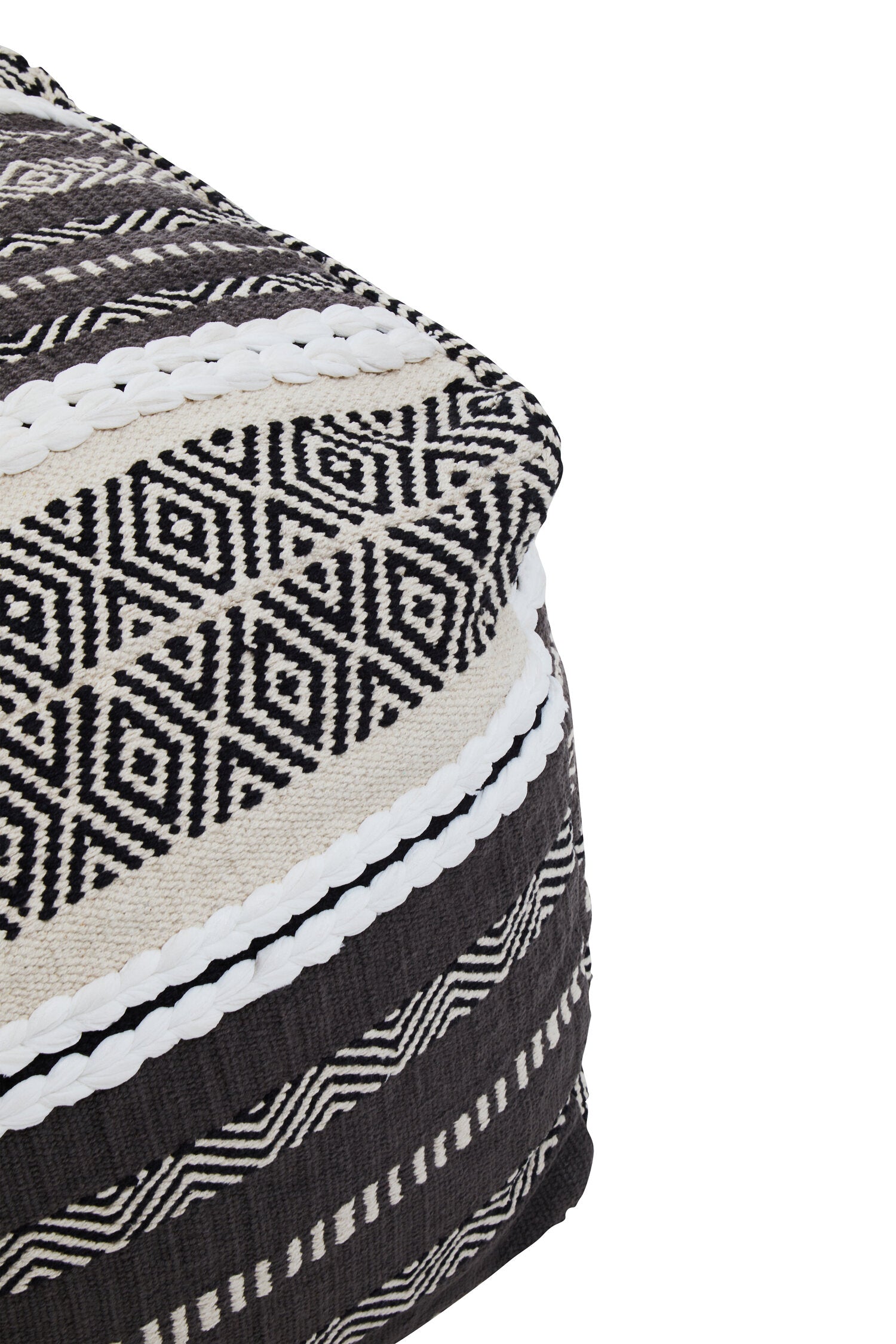 Cefena Grey And White Pouffe