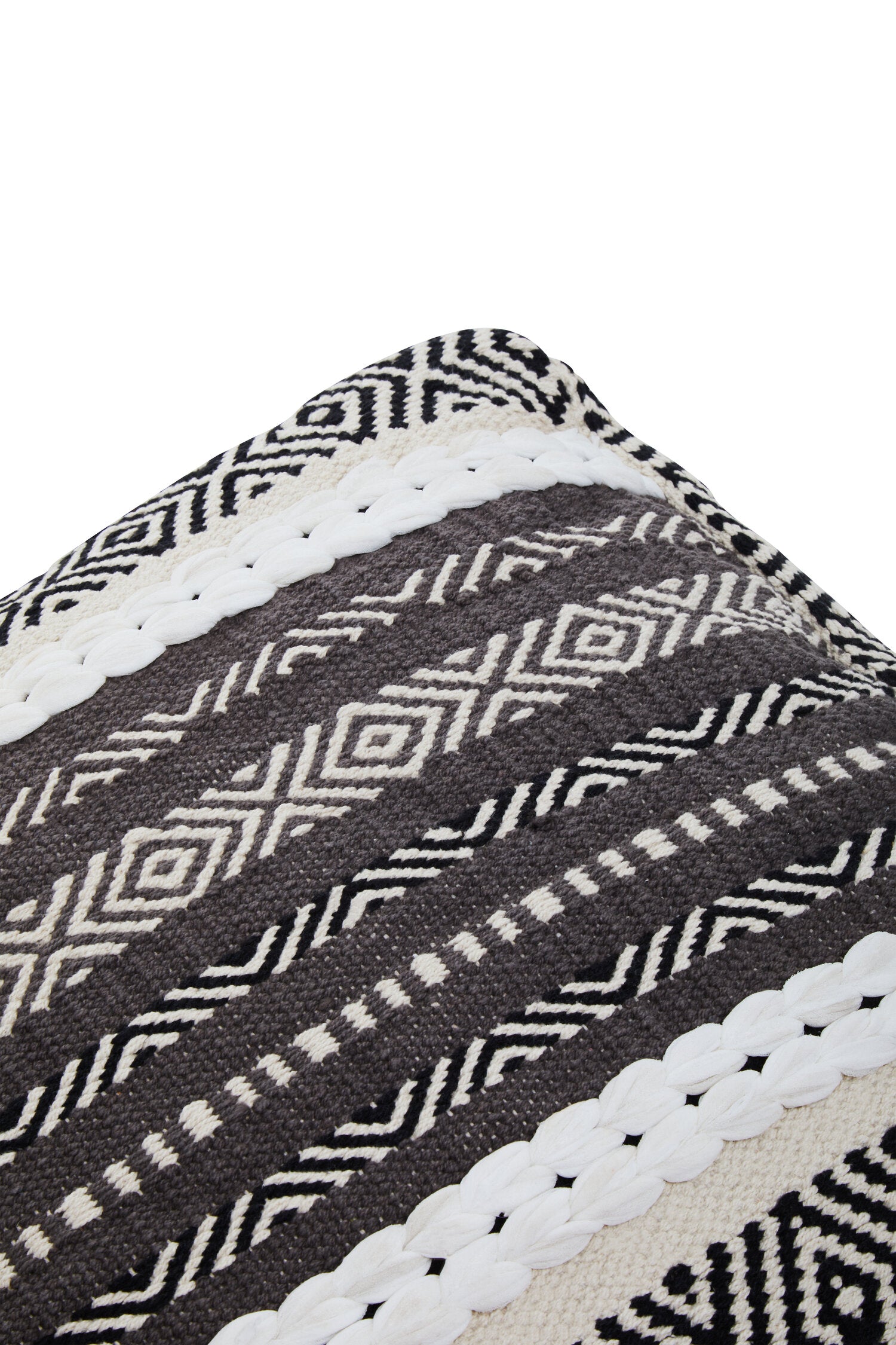 Cefena Grey And White Pouffe