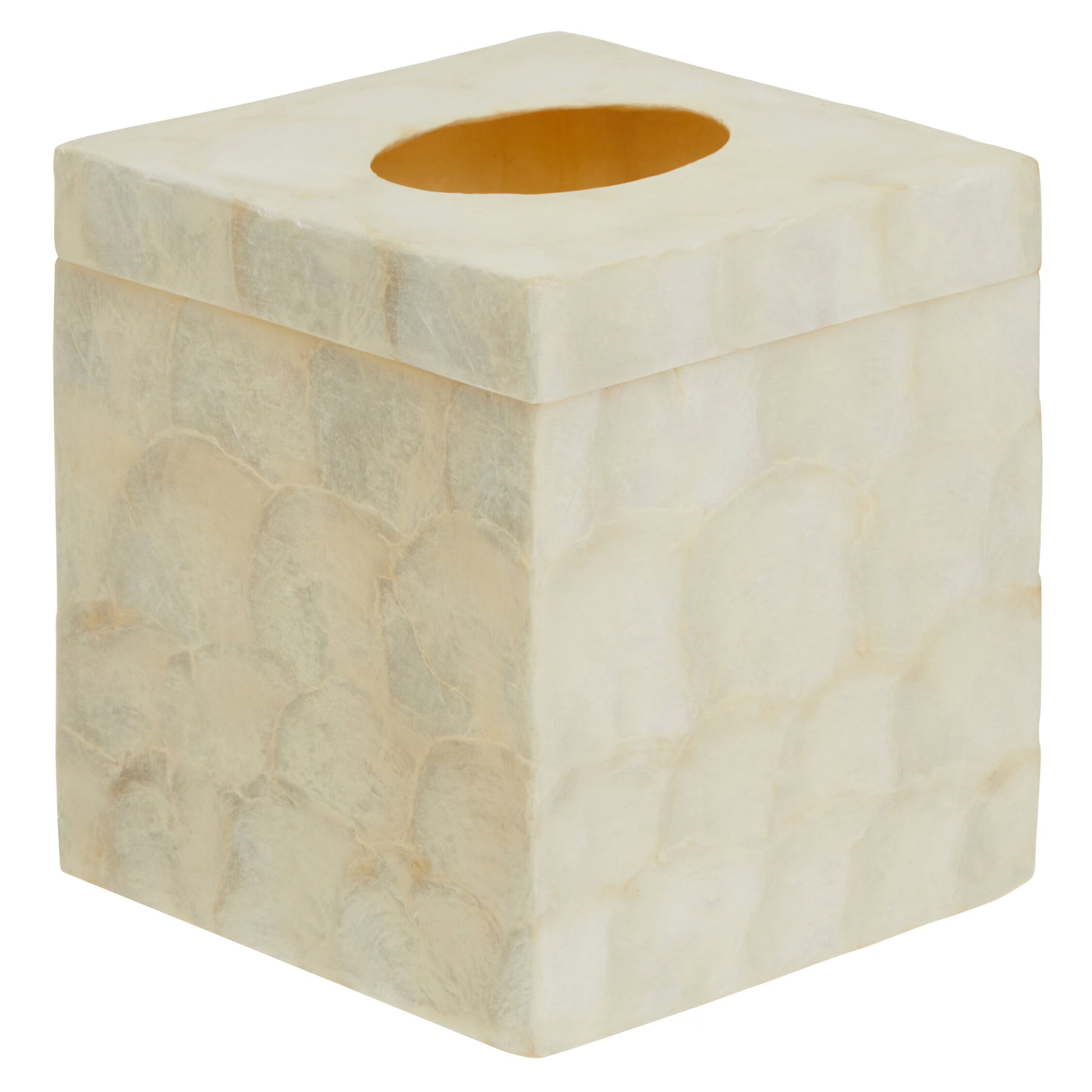 Palu White Shell Square Tissue Box