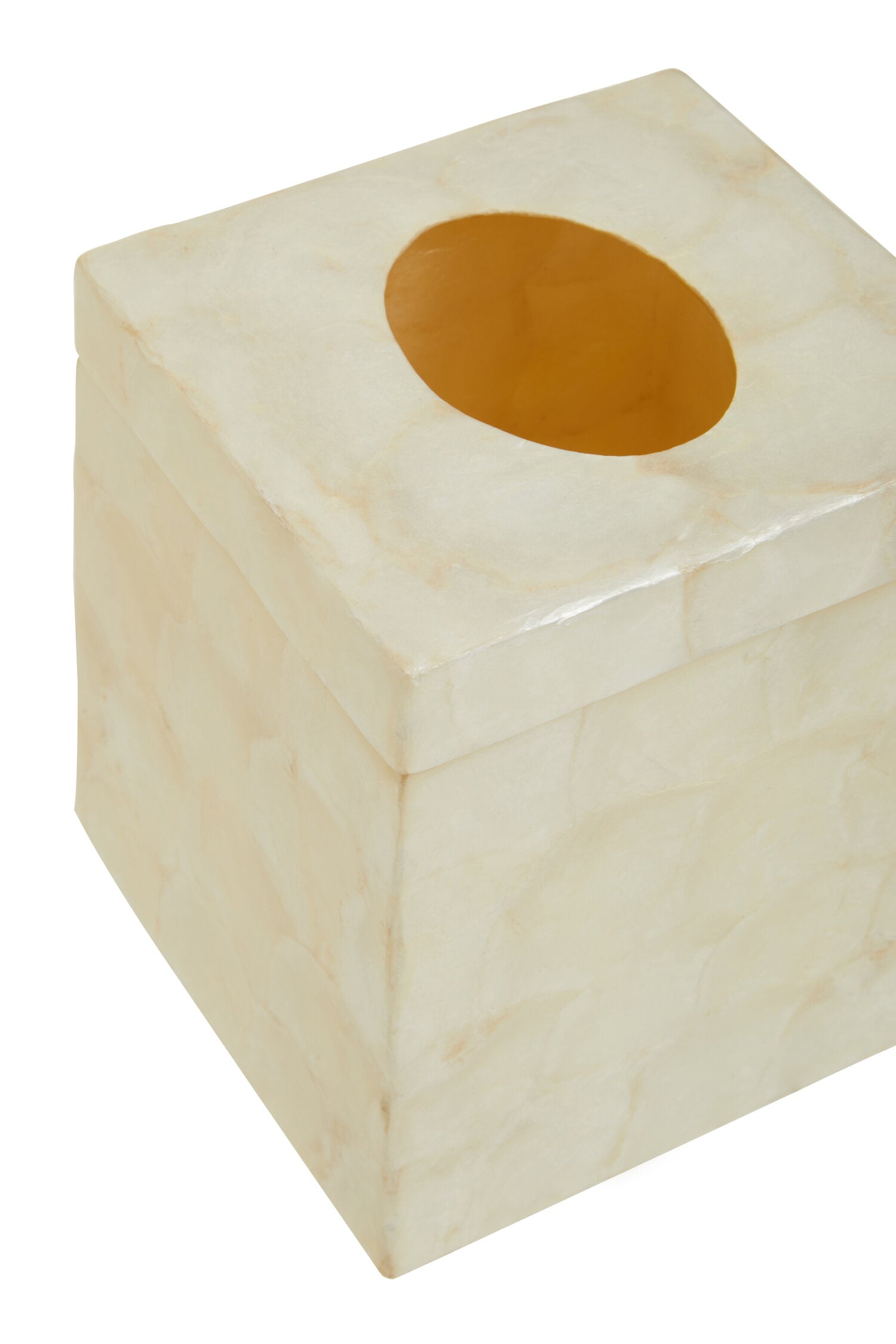 Palu White Shell Square Tissue Box