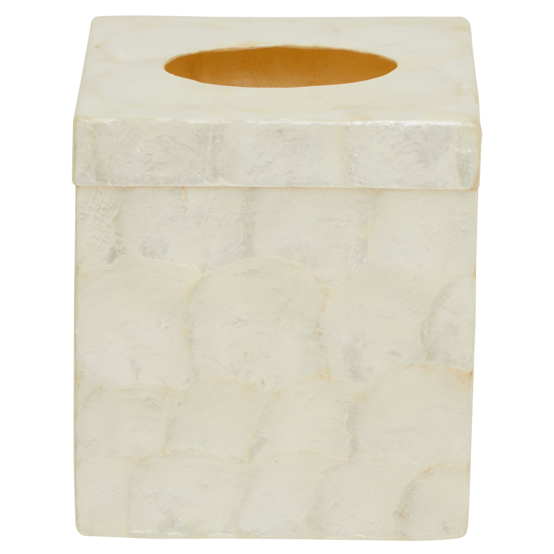 Palu White Shell Square Tissue Box