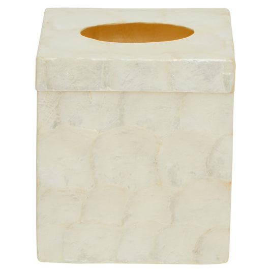 Palu White Shell Square Tissue Box