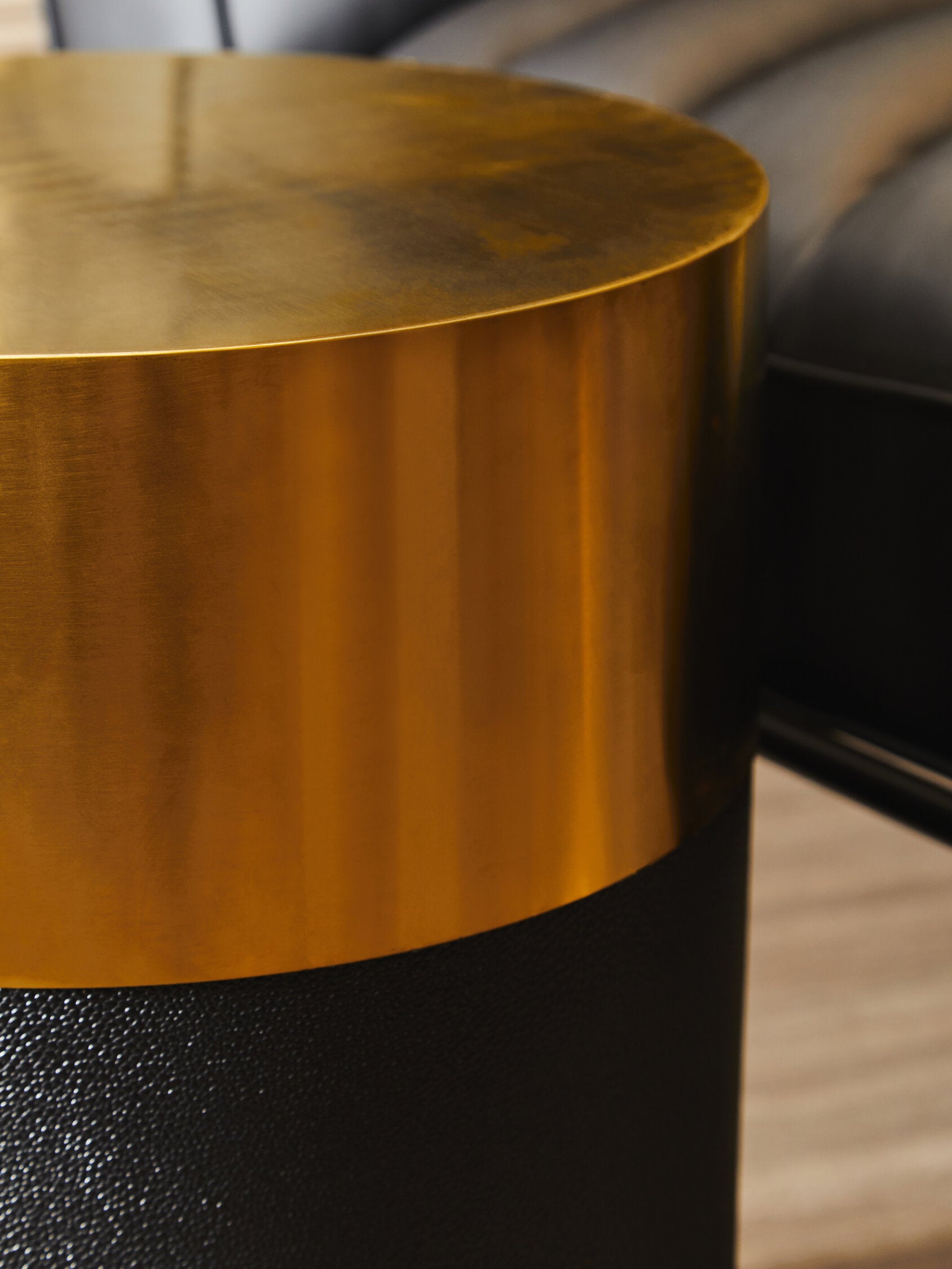 Cardoba Round Black Shagreen Effect Side Table or Stool