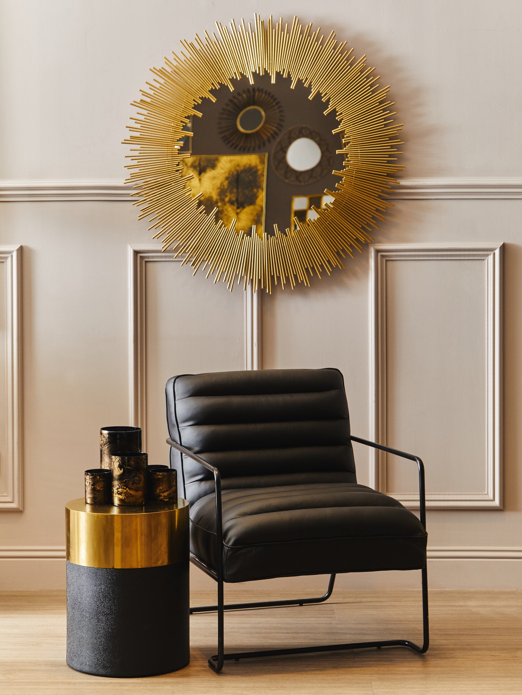 Cardoba Round Black Shagreen Effect Side Table or Stool