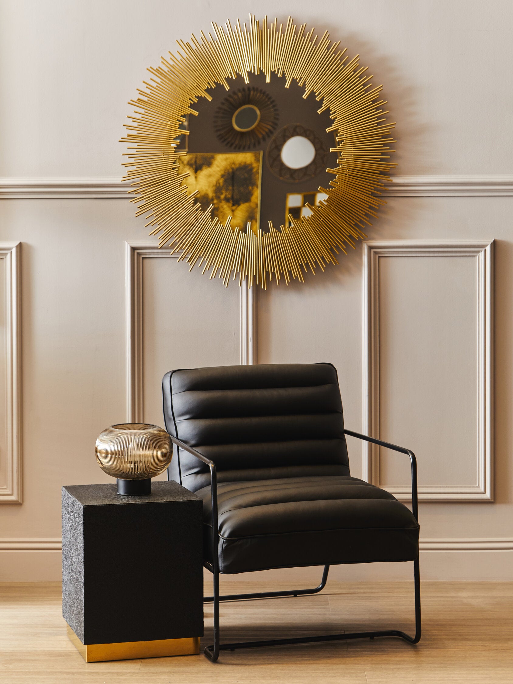 Cardoba Square Black Shagreen Effect Side Table and Stool