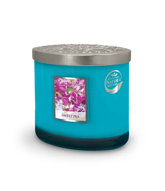 Heart & Home Sweet Pea Twin Wick Ellipse Soy Candle - 40 Hours Burn