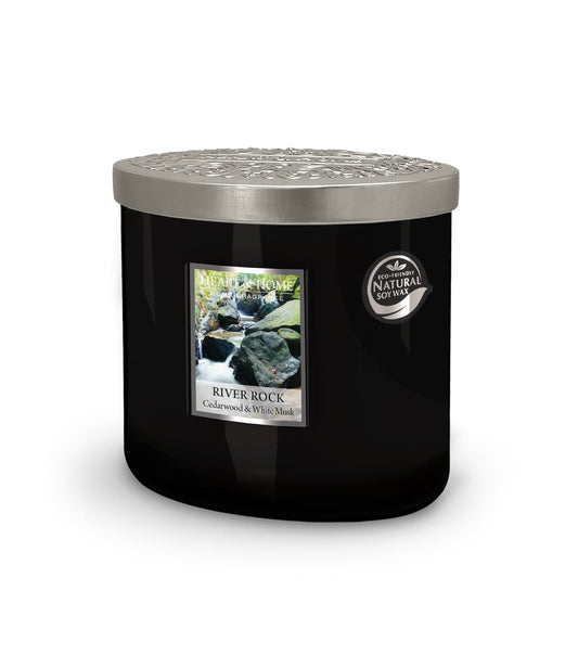 Heart & Home River Rock Twin Wick Ellipse Soy Candle - 40 Hours Burn