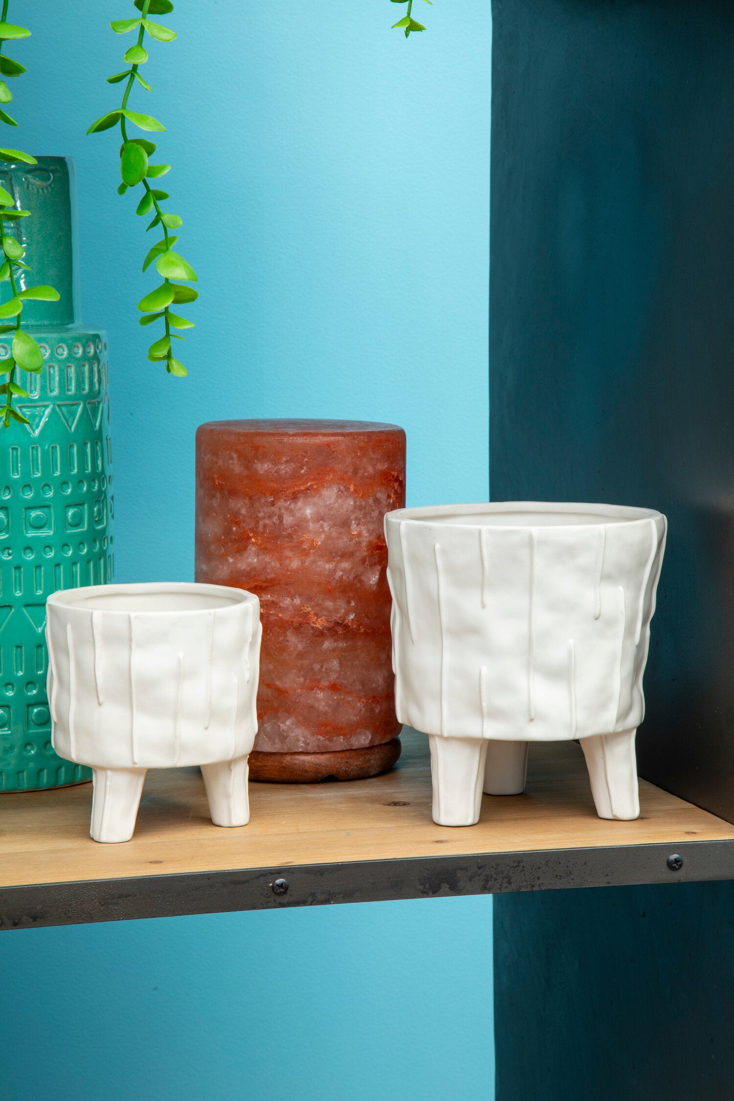 Fara Small White Textured Ceramic Planter