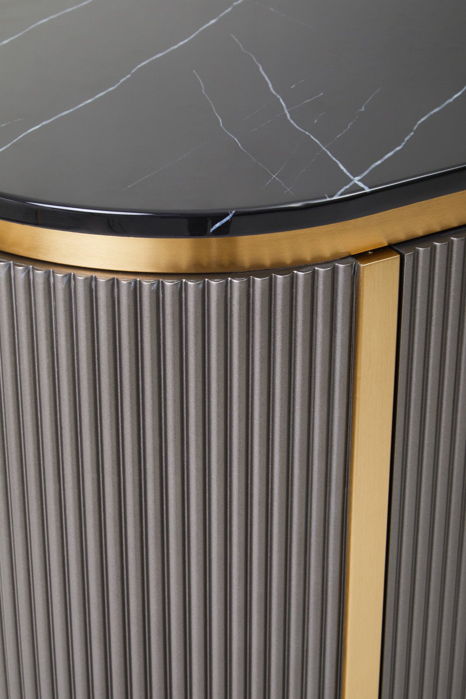 Dervio Grey Two Door Sideboard with Black Marble Top