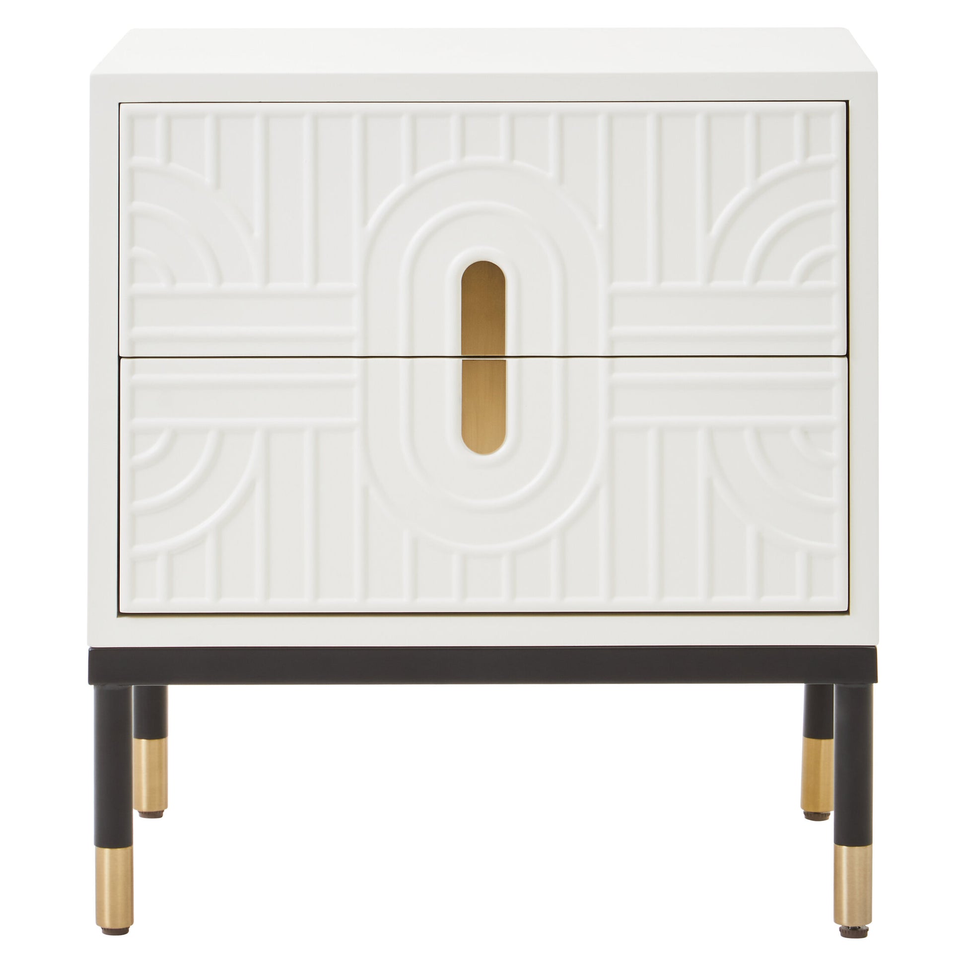 Danta Two Drawer Side Table in Off White