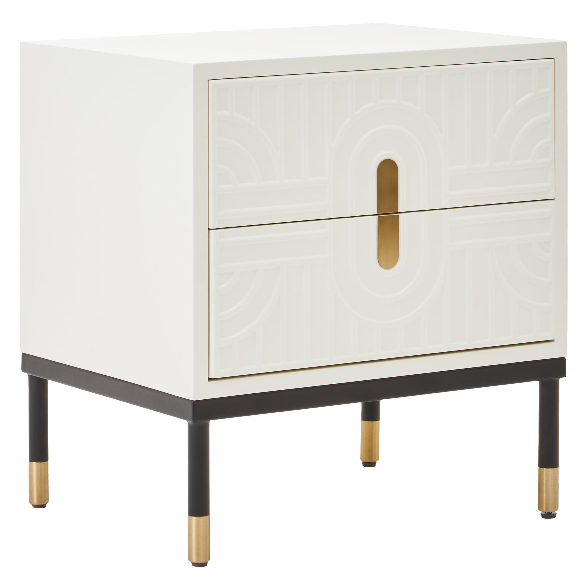 Danta Two Drawer Side Table in Off White