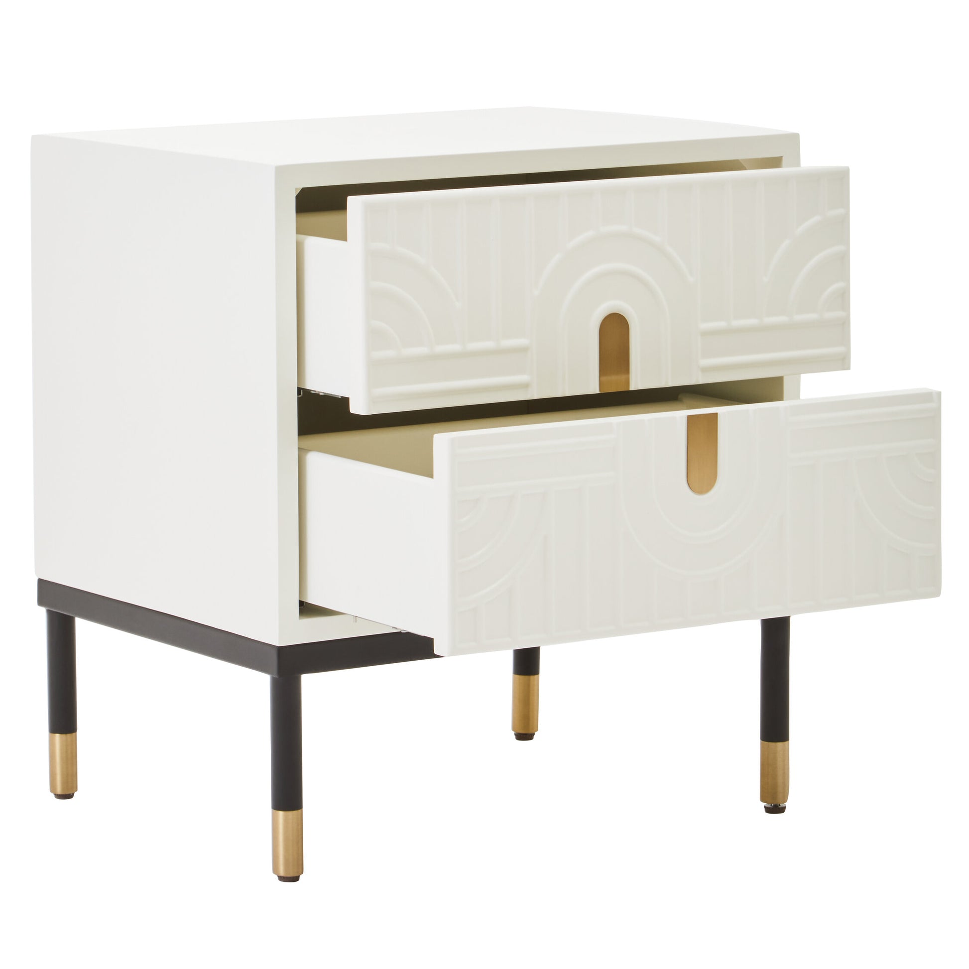 Danta Two Drawer Side Table in Off White