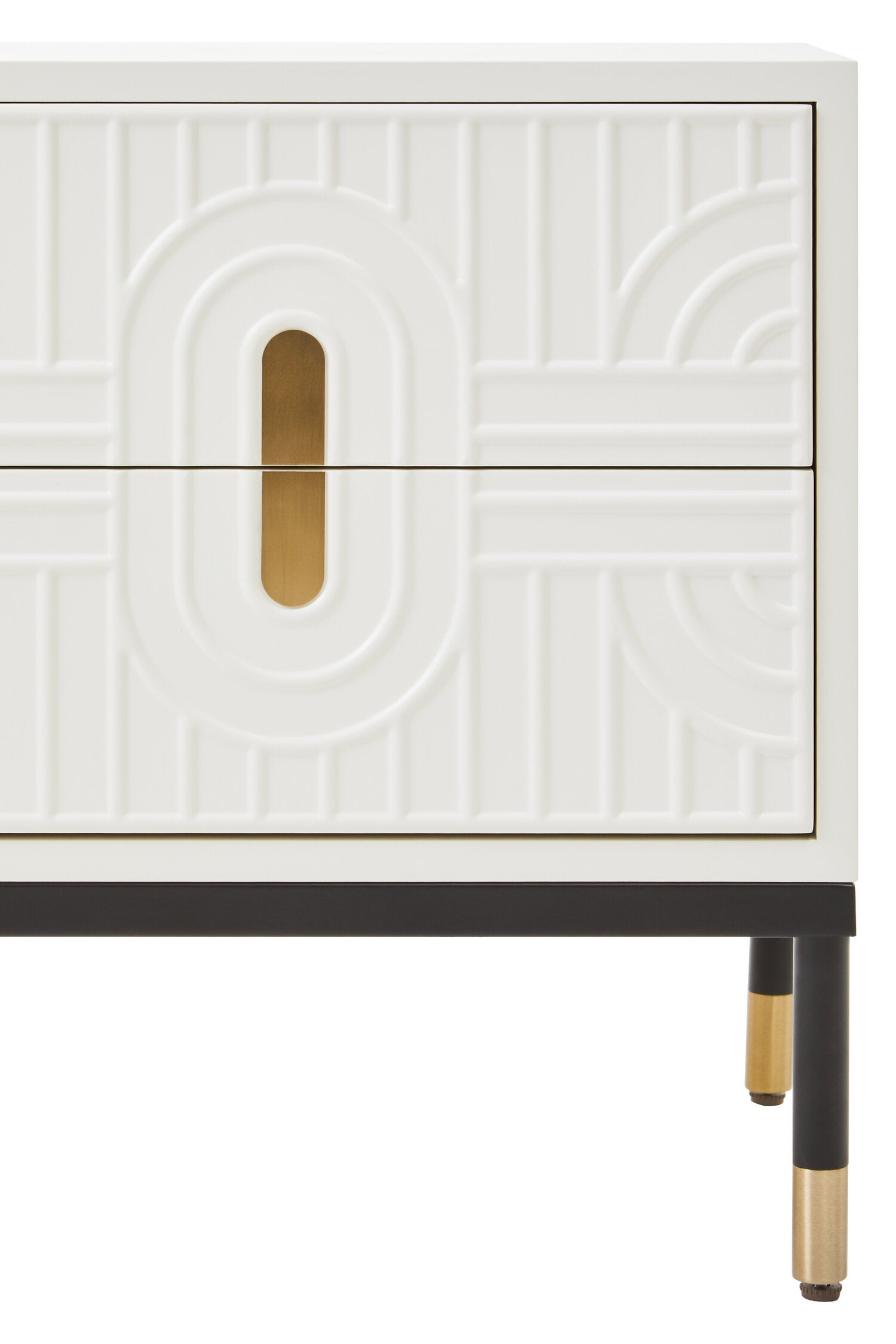 Danta Two Drawer Side Table in Off White