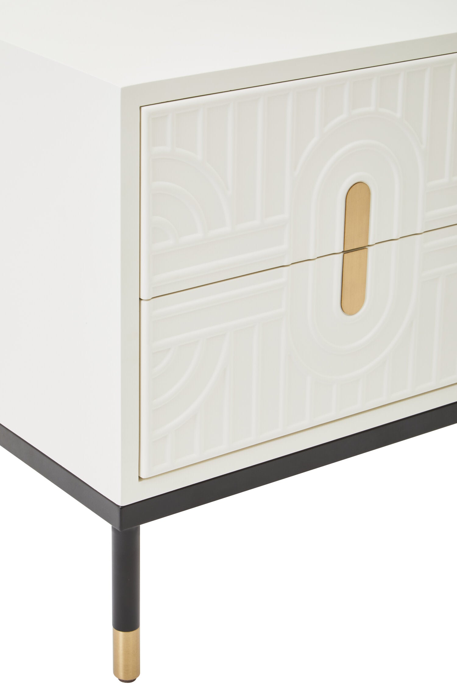 Danta Two Drawer Side Table in Off White