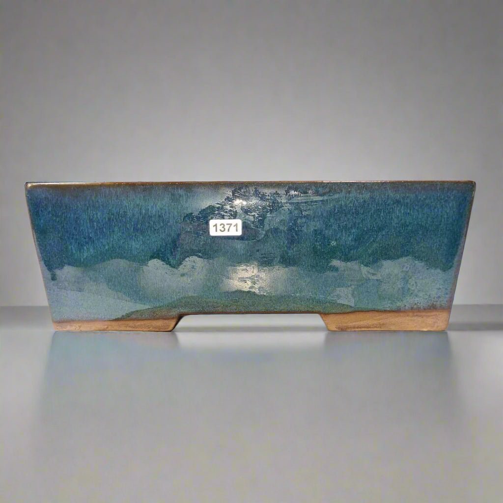27cm Glazed Bonsai Pot | Rectangle | 27cm x 18cm x 9cm | Blue | Luxury Home Accessories | Heulog Glow