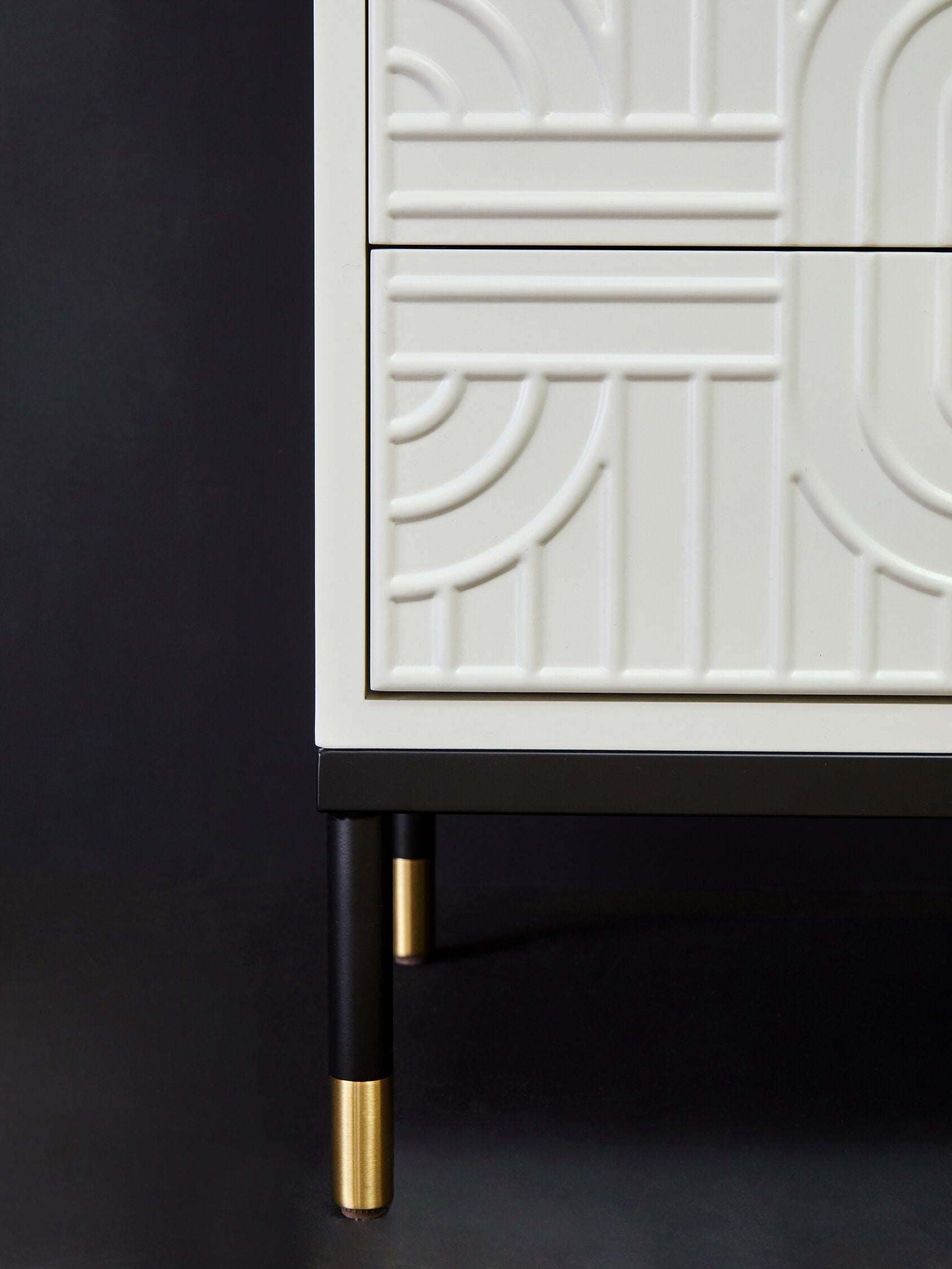 Danta Two Drawer Side Table in Off White