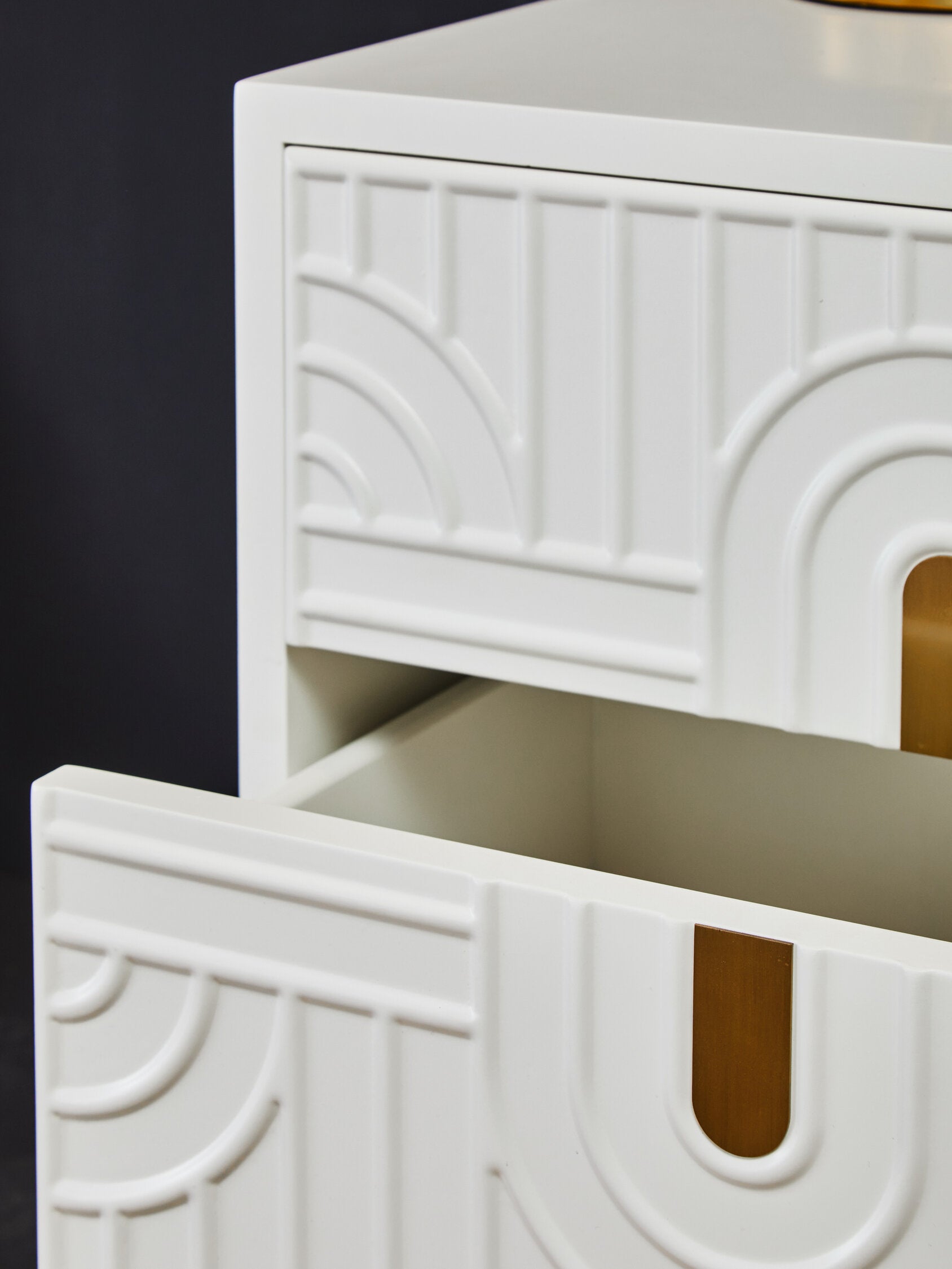 Danta Two Drawer Side Table in Off White