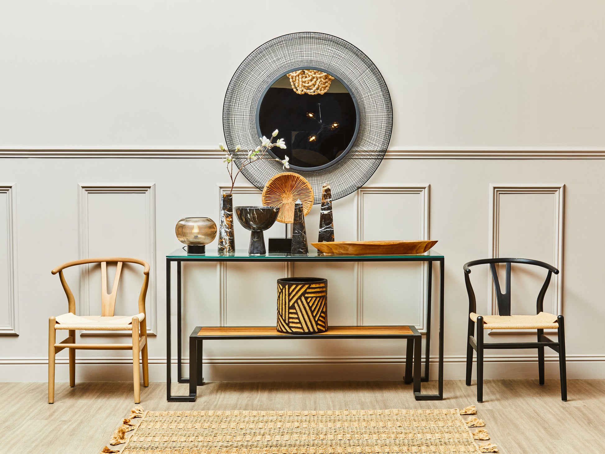 Salmo Large Black Marble Pedestal Bowl