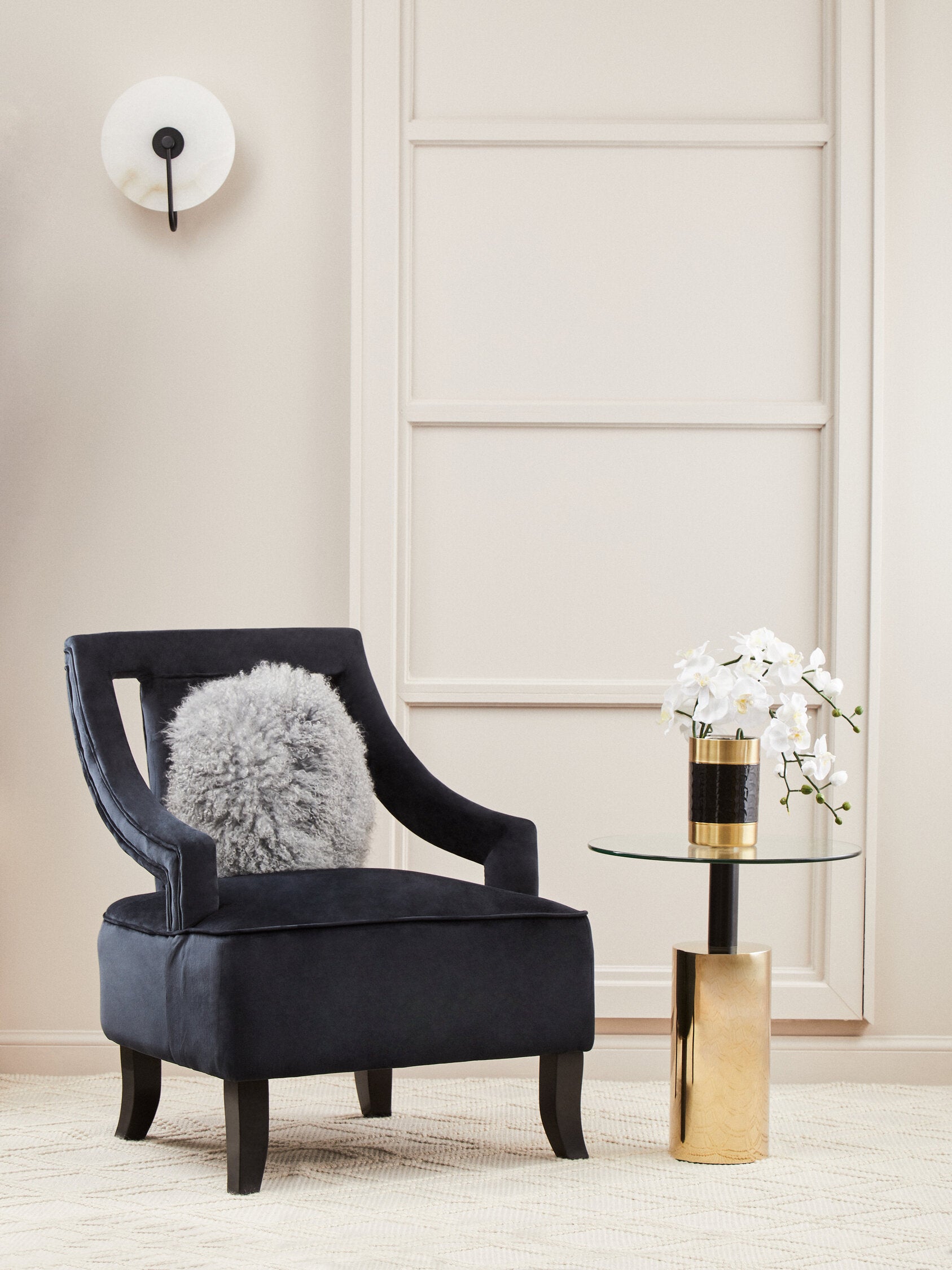 Oria Clear Glass Top and Gold Base Side Table