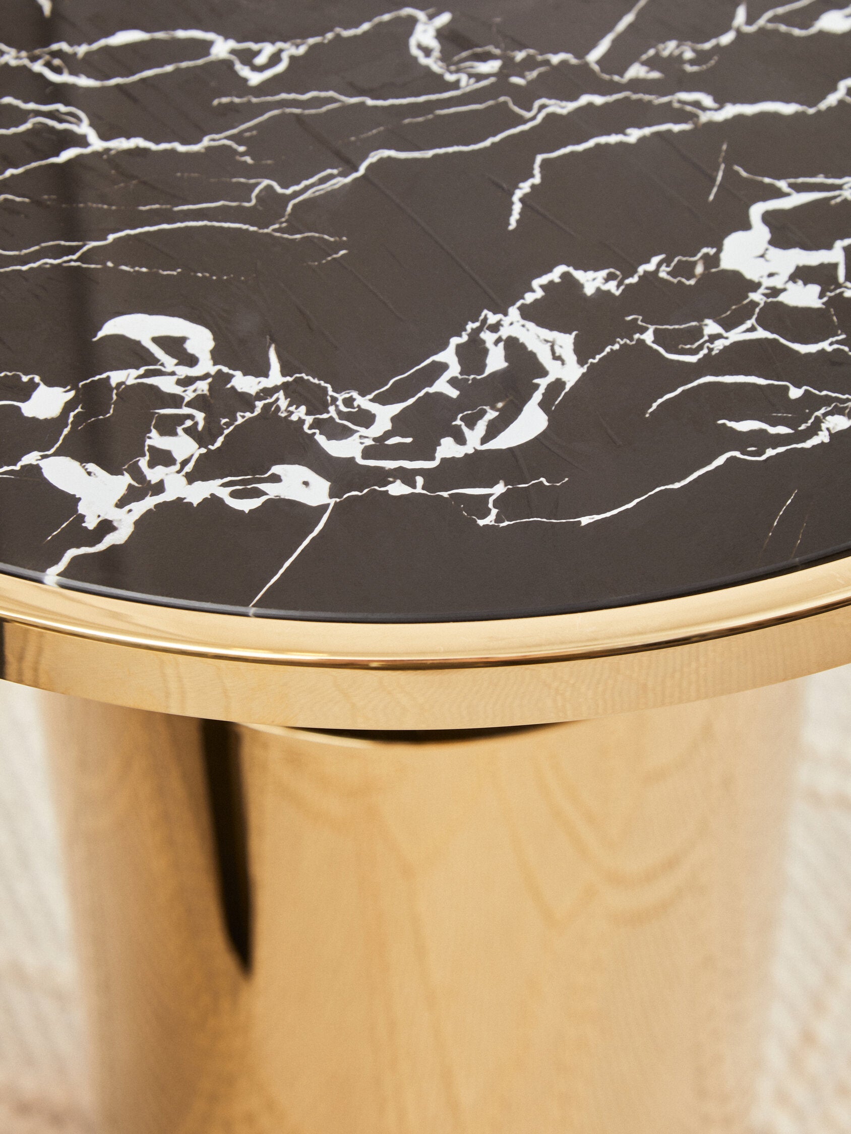 Oria Black Marble Effect Top and Gold Base Side Table