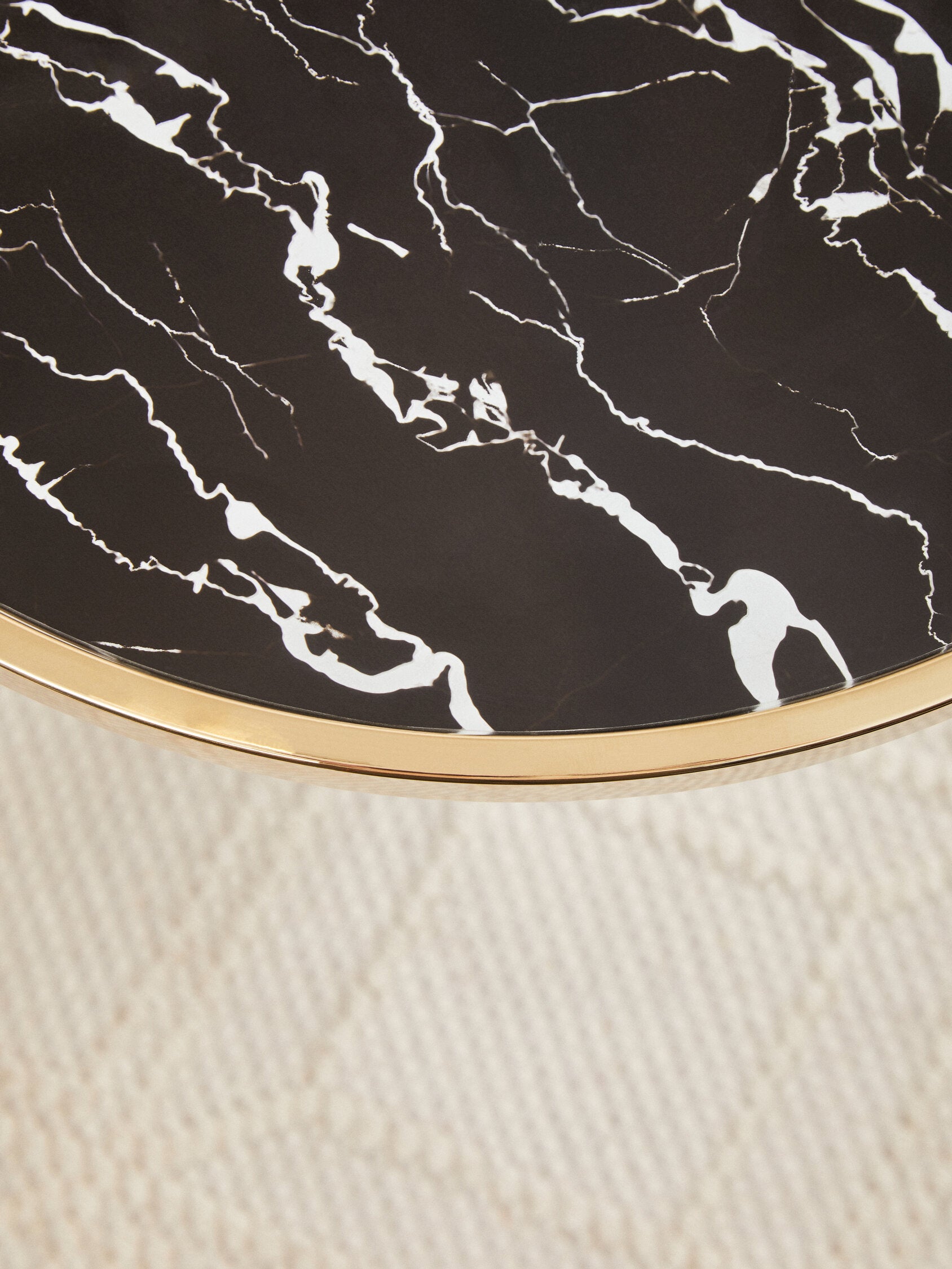 Oria Black Glass and Marble Base Side Table