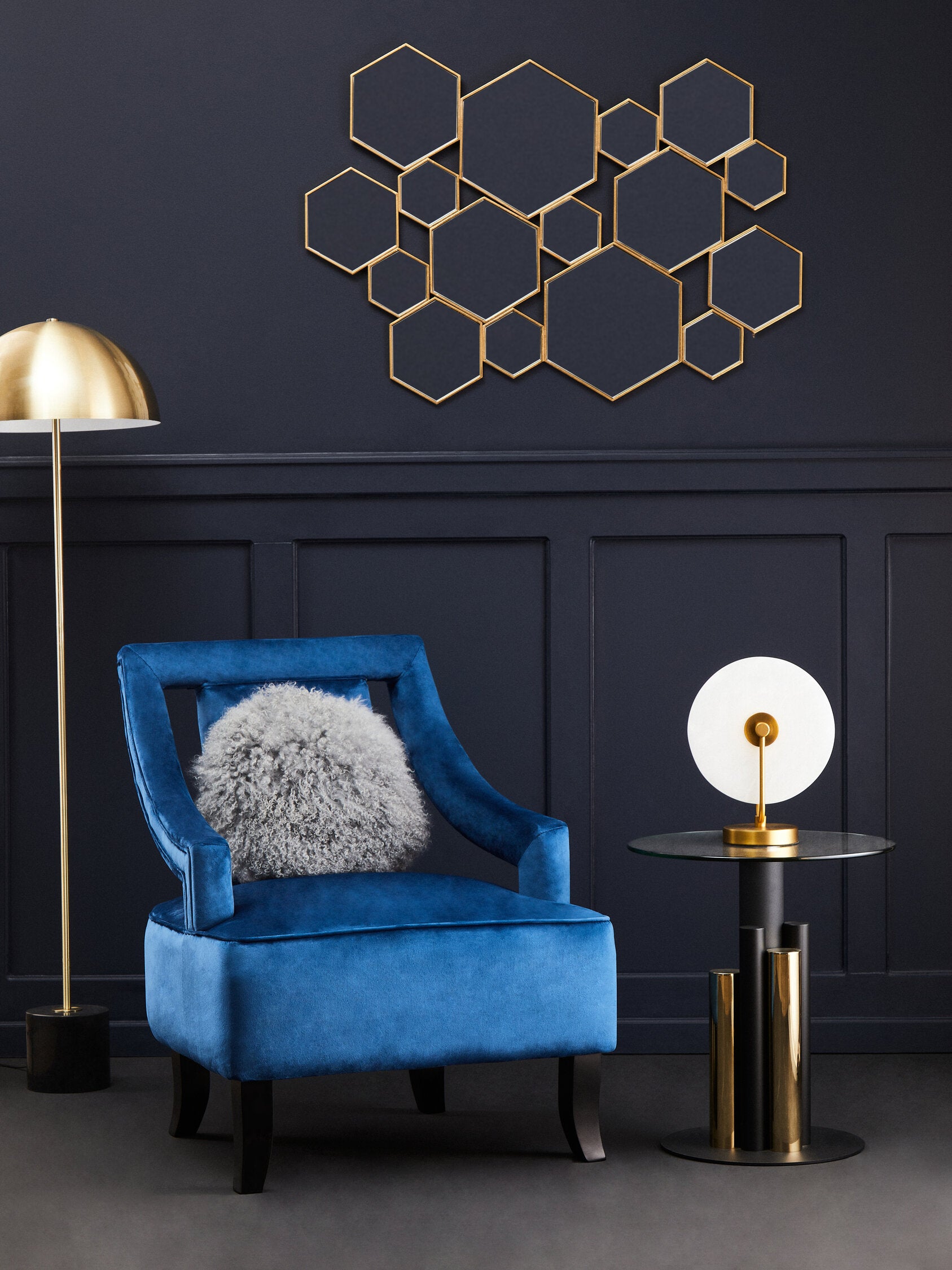 Oria Glass Gold And Black Base Side Table