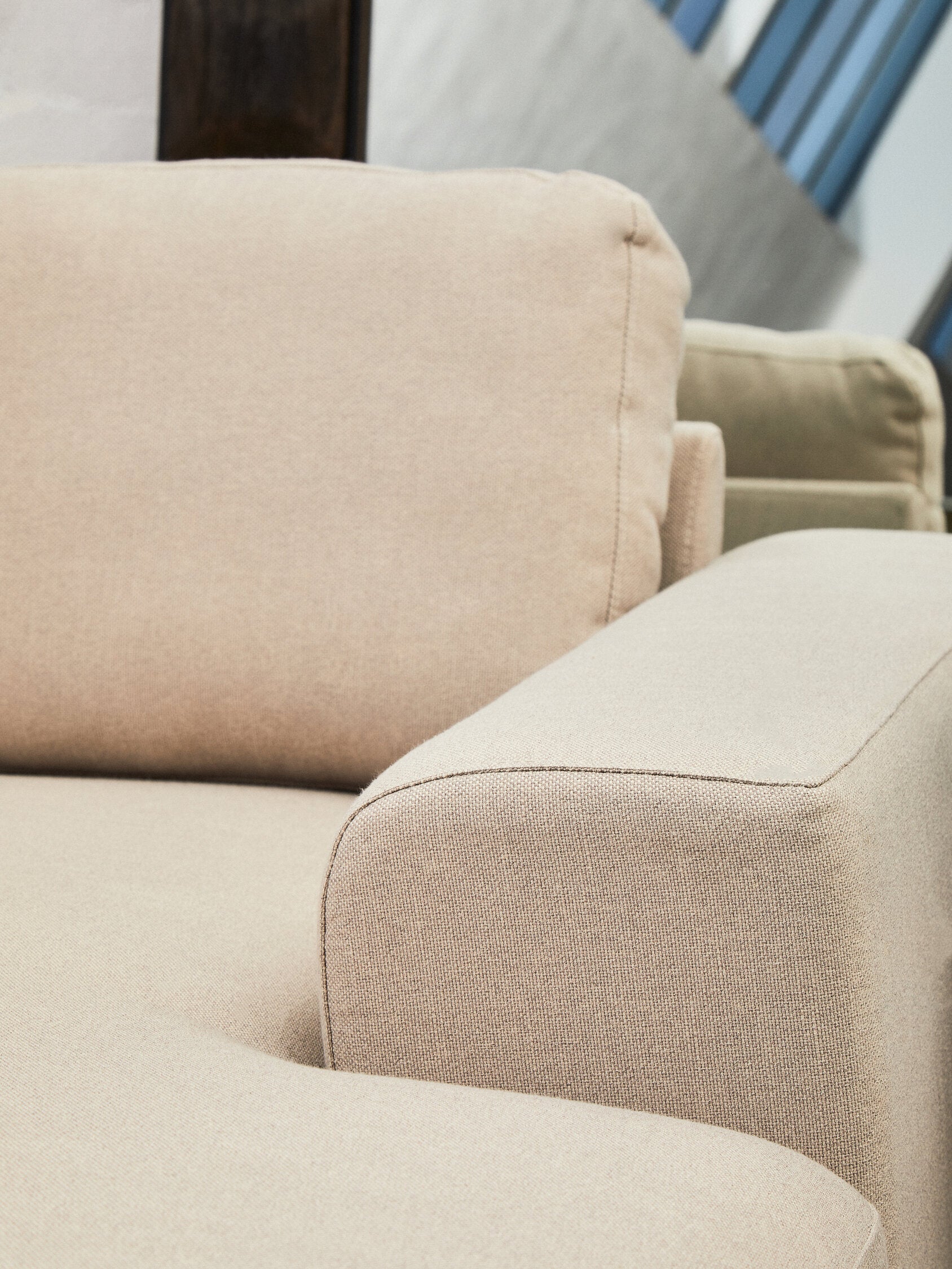 Toulon 3 Seat Natural Fabric Right Chaise Sofa