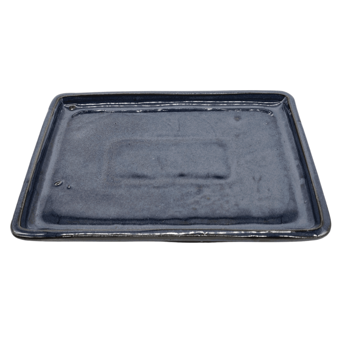 28cm Glazed Bonsai Pot Drip Tray | Rectangle | Blue | Luxury Home Accessories | Heulog Glow