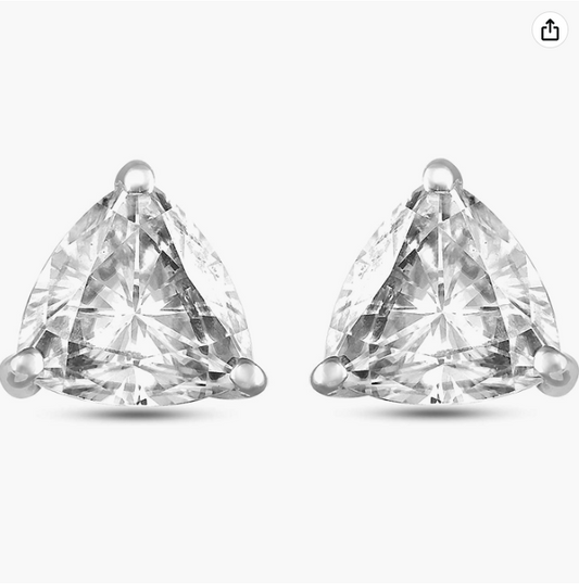 Luxurious 14kt White Gold Moissanite Earrings: 4.5mm 0.54 Carat Moissanite Twinkling Beauty