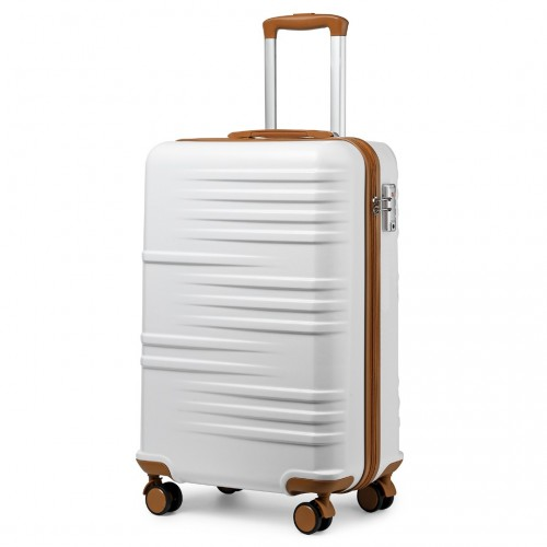 K2391L - British Traveller 20 Inch Durable Polycarbonate and ABS Hard Shell Suitcase With TSA Lock - White