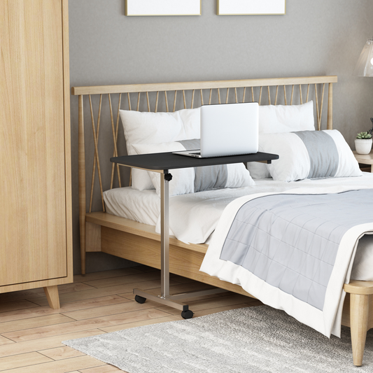 C-Shaped Mobile Table Sofa Over Bed Side Nightstand w/ Casters, Brake