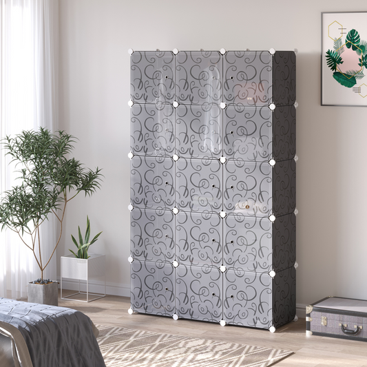 DIY Portable Wardrobe Closet, 111L x 47W x 183Hcm-Black/White