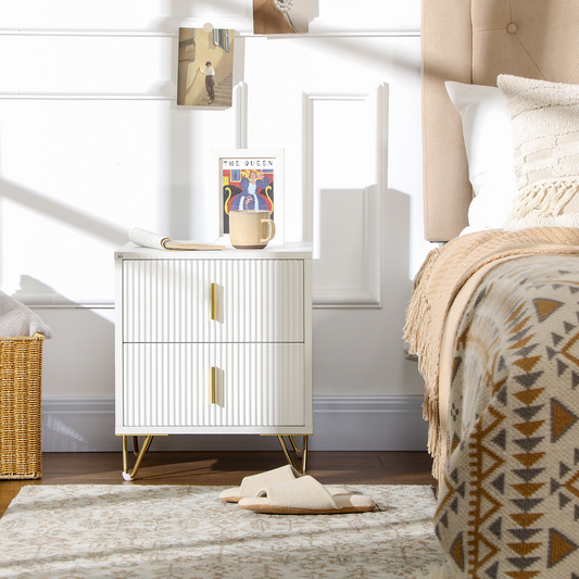Nightstand with 2 Drawers, Side End Table for Living Room, Bedroom